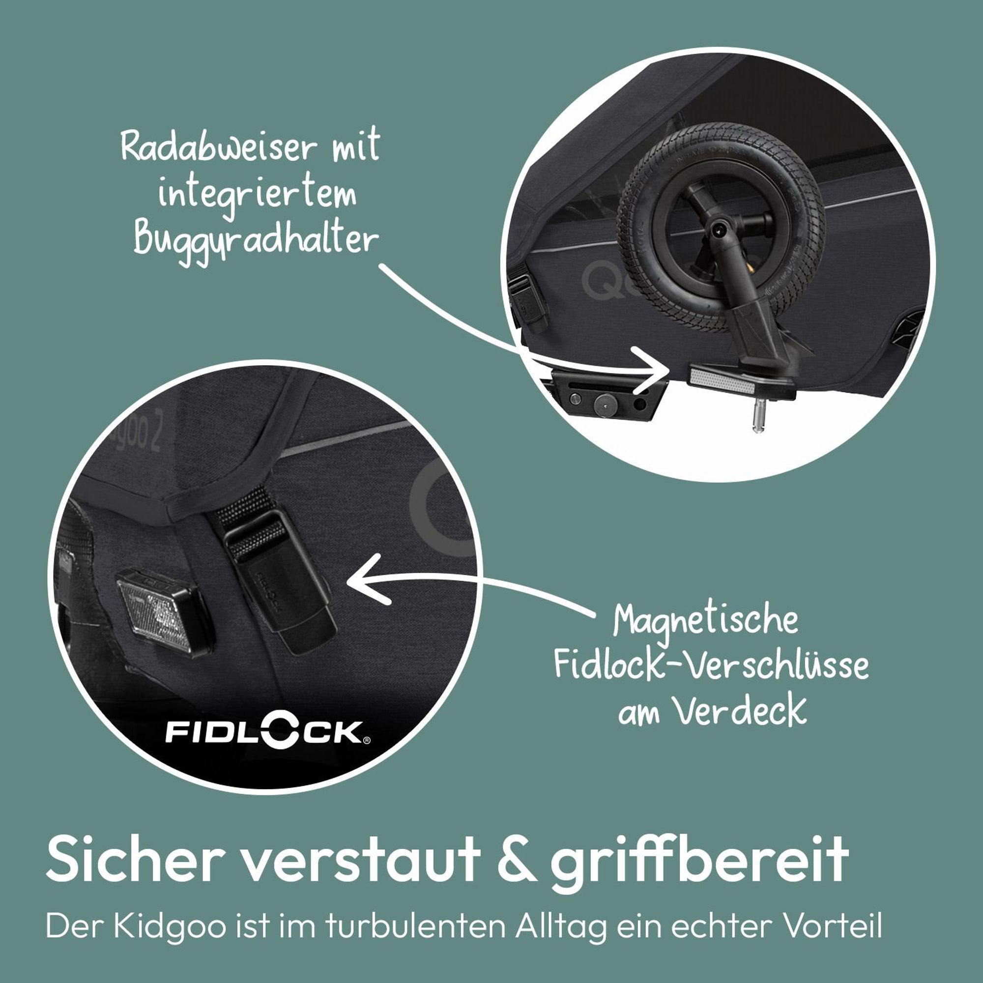 Qeridoo Kidgoo 2 - Kinderfahrradanhänger für 2 Kinder, Farbe: Phantom Grey