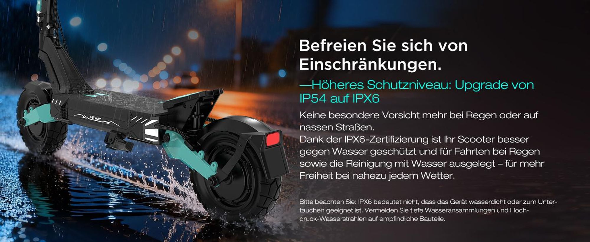 HITWAY H11 E-Scooter mit ABE, Elektroscooter mit 250W*2 Motor Spitze 1800*2, bis zu 100 km, 52V 23,4Ah, App & NFC, 10 " Offroad Luftreifen, IPX6