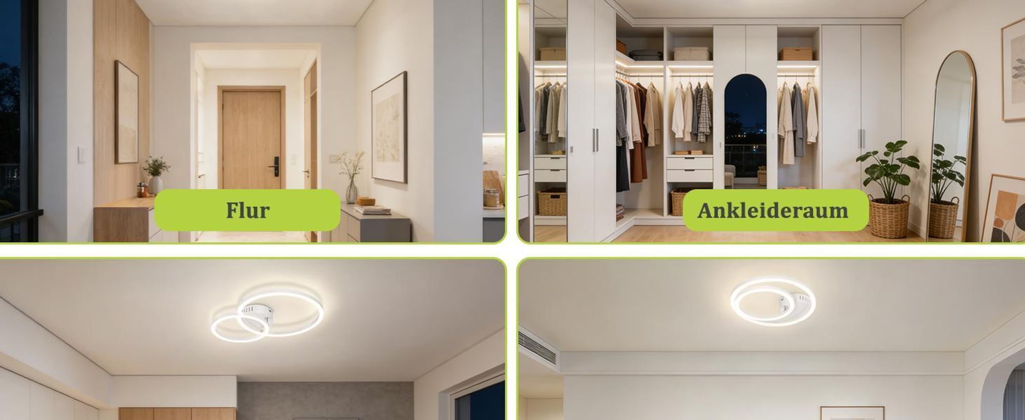 ZMH LED lampy sufitowe 40cm 23W do kuchni 4000K do salonu z 2 pierścieniami oświetlenie sufitowe sypialni i biura kolor biały