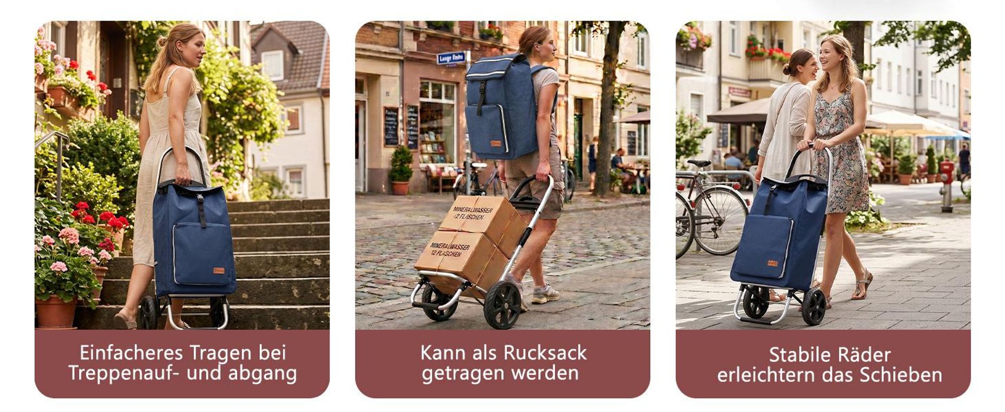 Sekey 50L Aluminium Trolley Faltbar Einkaufstrolley Klappbar, Shopping Trolley, Rucksack, Kühlfach - Blau