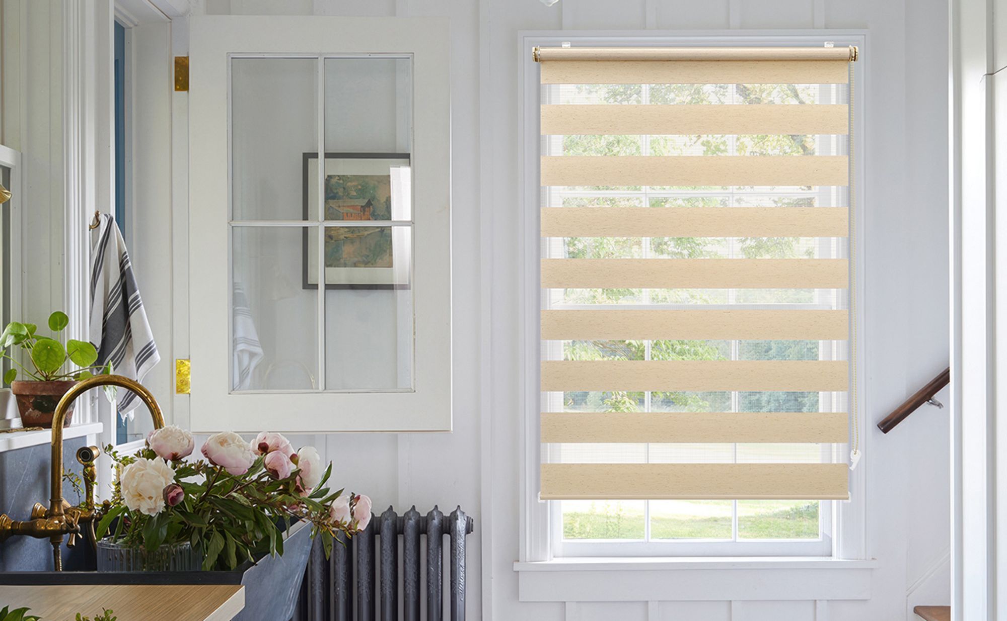 Doppelrollo 90x100cm Gelb-Leinen Duo Rollo Klemmfix ohne Bohren Jalousie Rollos für Fenster und Tür