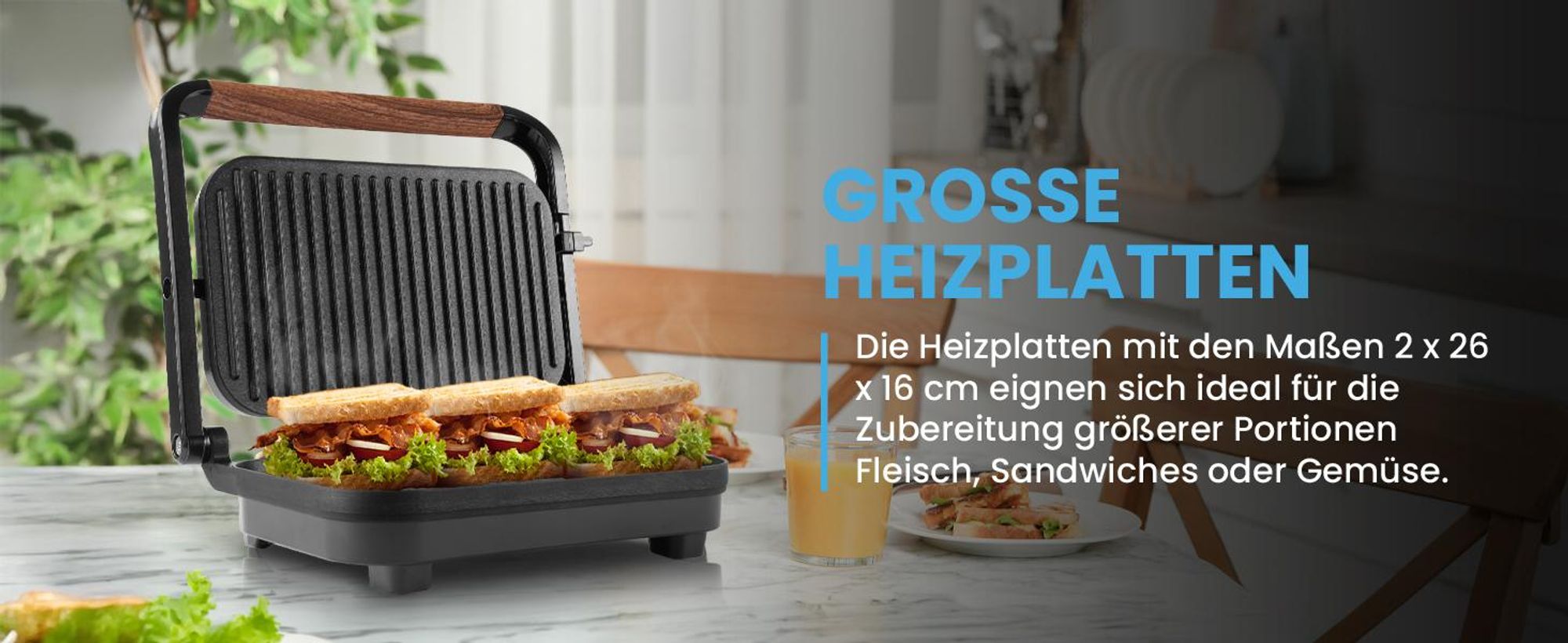 Elektro-Kontaktgrill Antihaft für Sandwiches und Panini