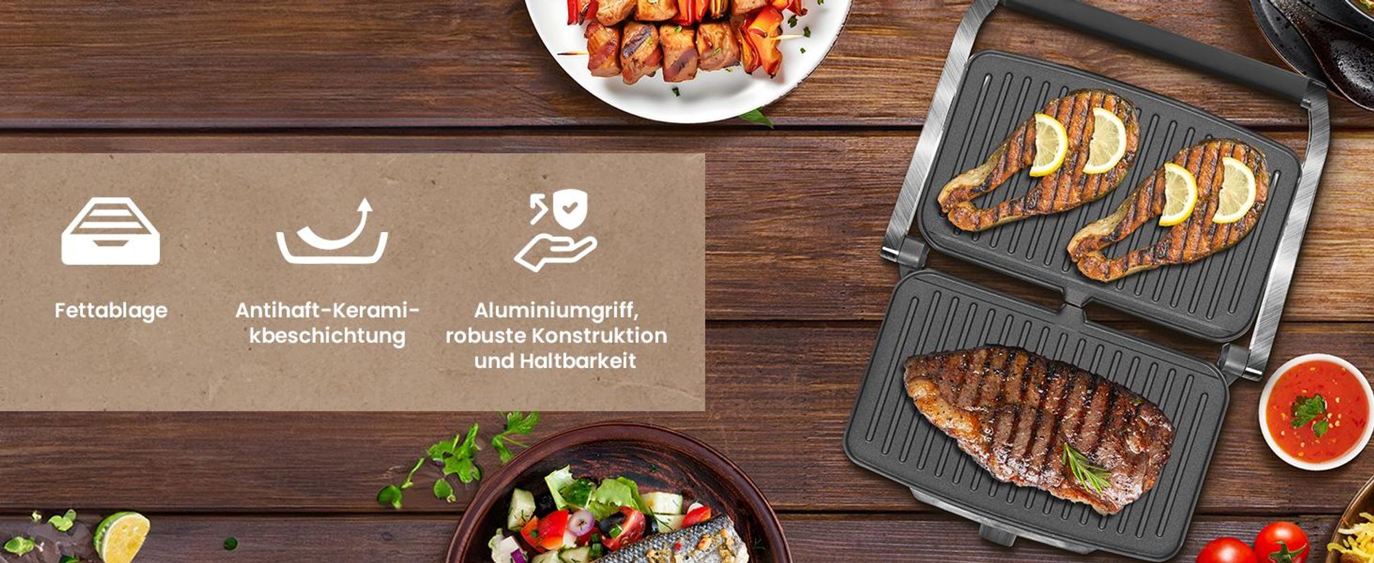 Extralink Elektrischer Grill Kontaktgrill Sandwichmaker 2000W Grillplatte Elektrogrill