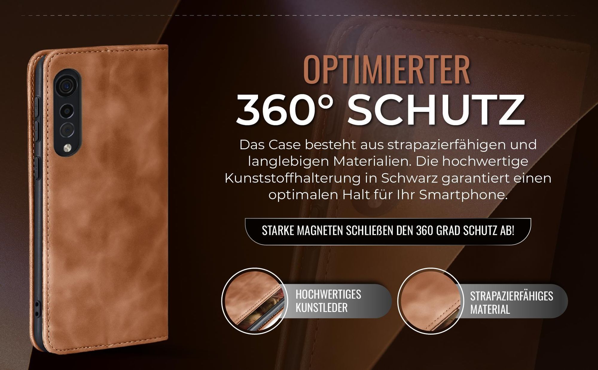Hellbraune Handyhülle für LG Velvet 5G mit 360 Grad Schutz