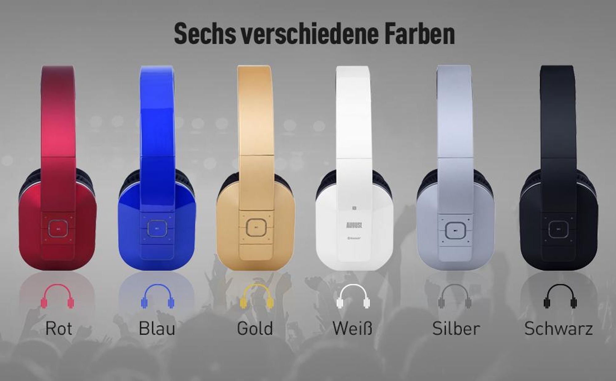 Over-Ear Kopfhörer Bluetooth 5.1, NFC, 20h Akku, Bass , Audio App - August EP650