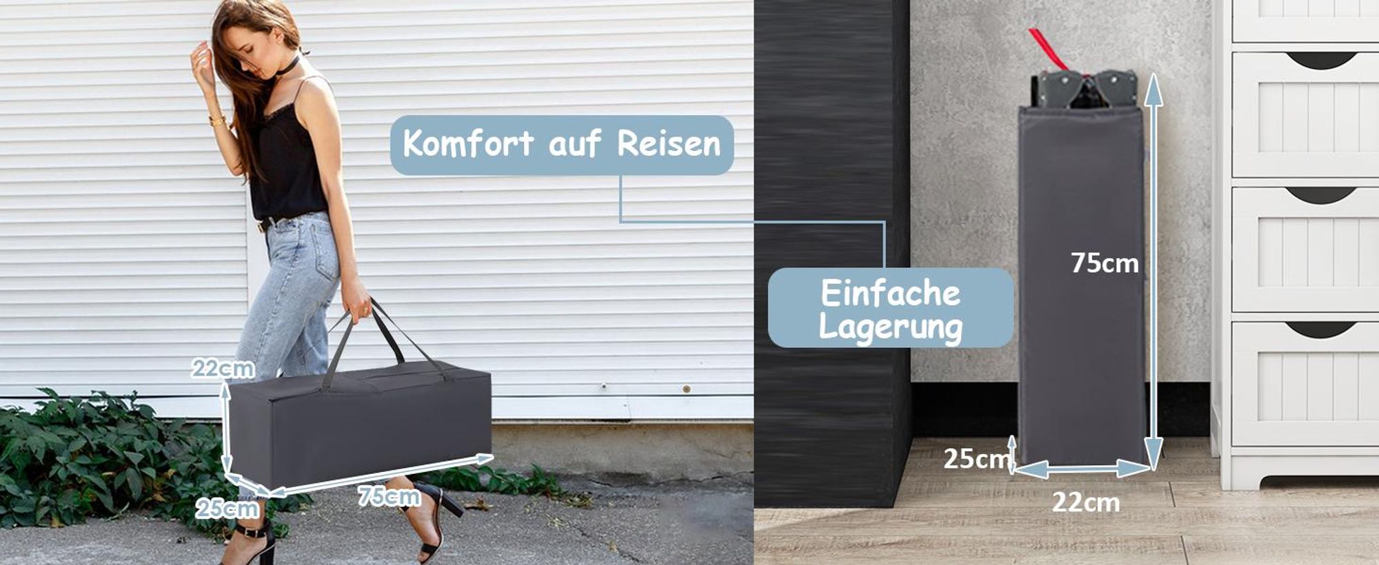 Reisebett mit Matratze, 5 in 1 Beistellbett Baby mit Rollen & Wickelauflage & Spieluhr, 110×76cm Babybett mit Tragetasche, Stubenwagen für Neugeborene & Baby (Bunt)
