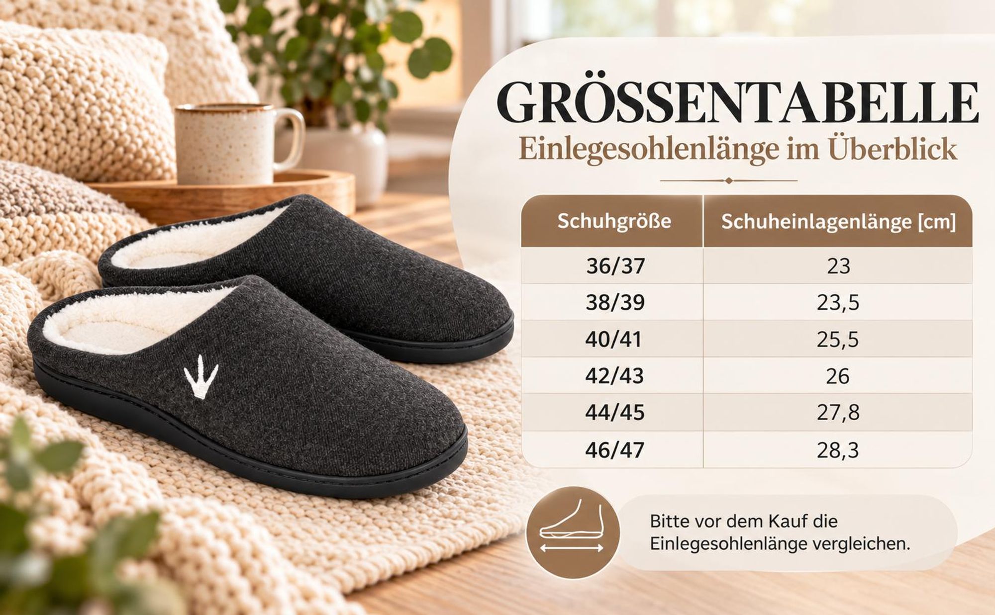Hausschuhe HEYO Damen Herren Warme Pantoffeln rutschfeste Sohle Gefütterte Winter Pantoletten Memory Foam Schwarz 38/39