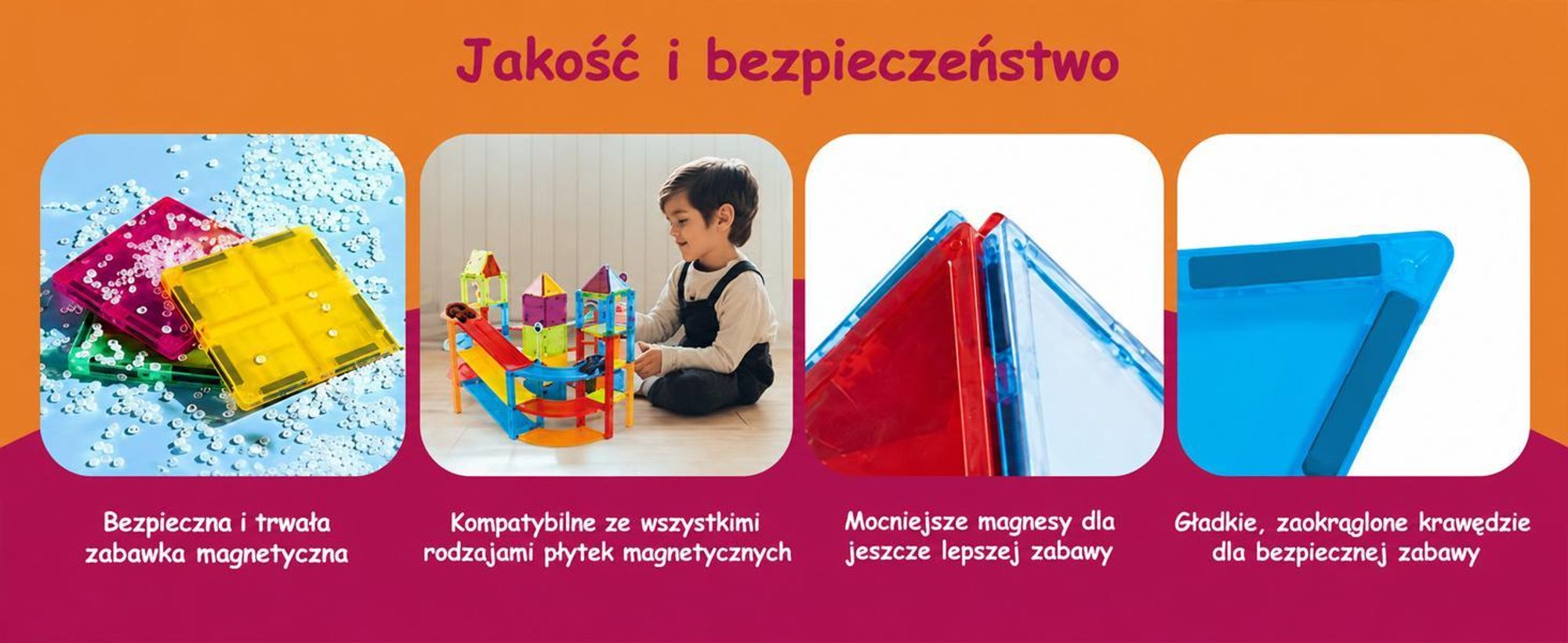 Olvy magnetyczne klocki konstrukcyjne Montessori - 126 magnetycznych płytek dla dzieci w wieku od 3 lat - zabawka konstrukcyjna, zestaw magnetyczny, zabawka edukacyjna.