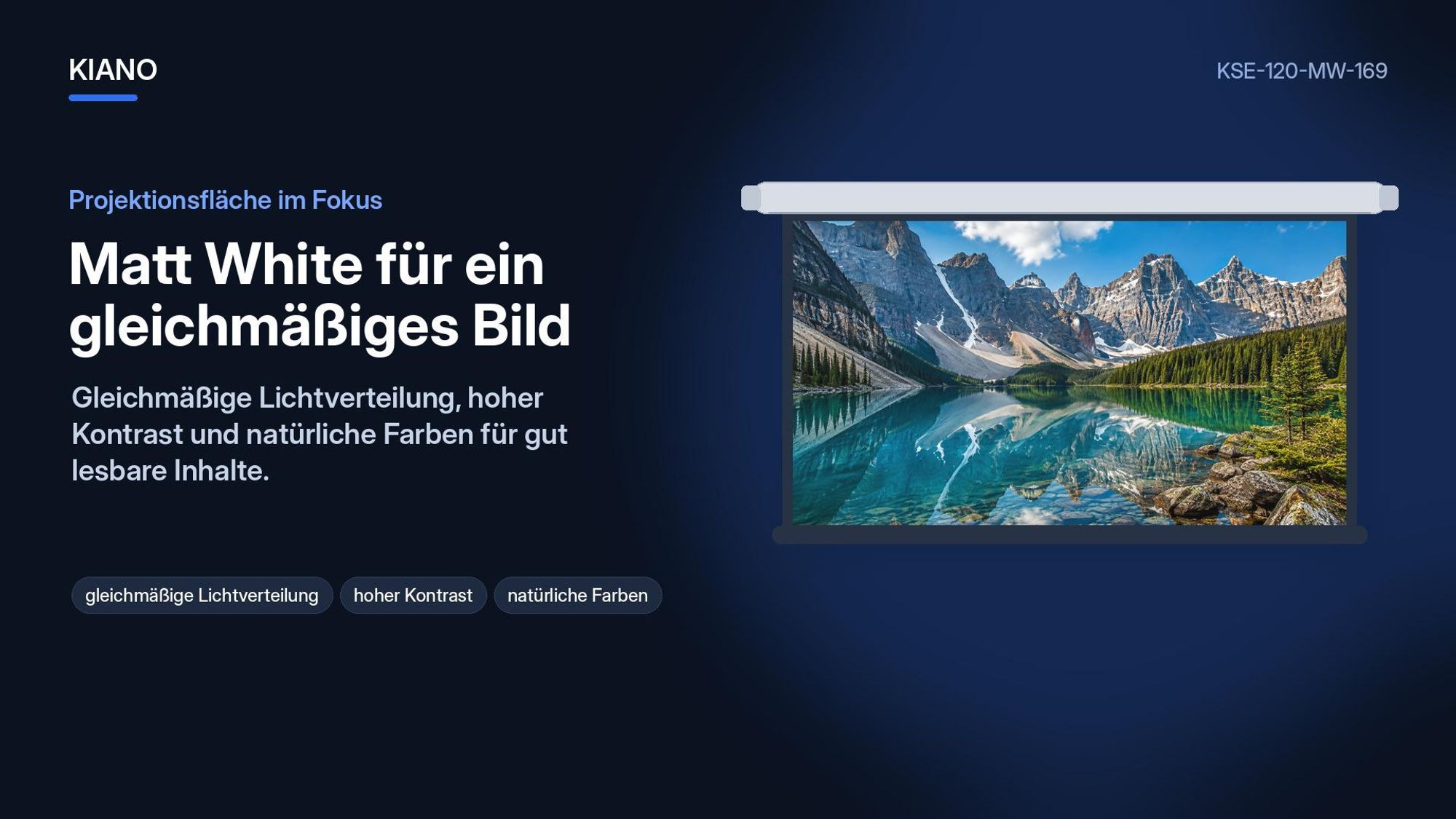 Kiano Electric 120 Zoll Beamer-Leinwand 16:9 Matt White, elektrisch, Wand- und Deckenmontage für Heimkino und Büro