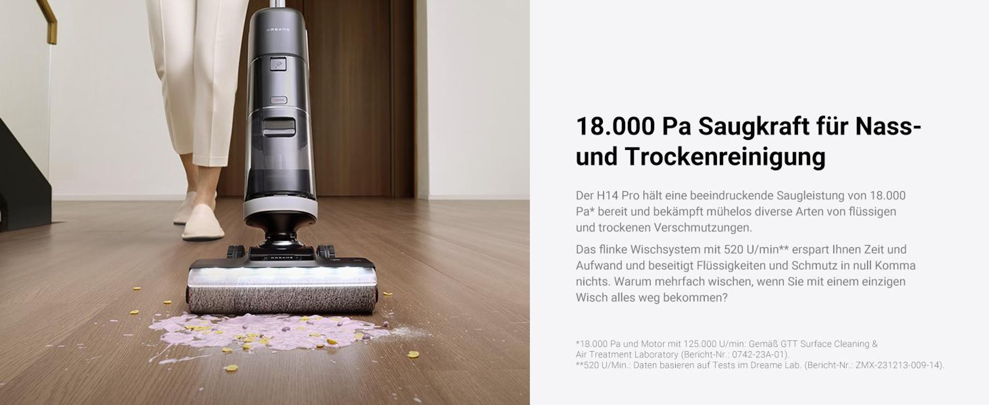 Dreame H14 Pro Nass- und Trockensauger 180° Reichweite-intelligente Steuerung, mühelose Reinigung