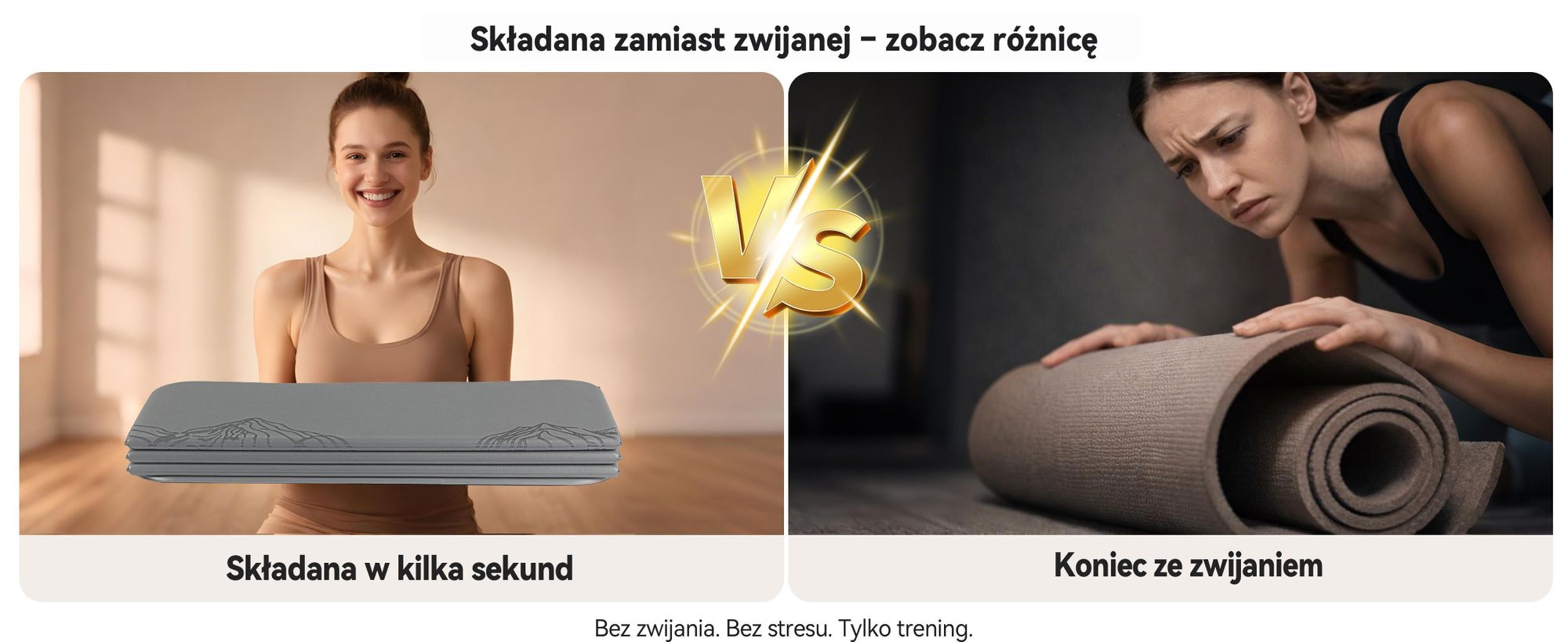 FunLife Składana mata do jogi XXL, 190x66 cm – grubość 10 mm, antypoślizgowa mata do fitnessu i gimnastyki, idealna do jogi, pilatesu, treningów w domu i na świeżym powietrzu