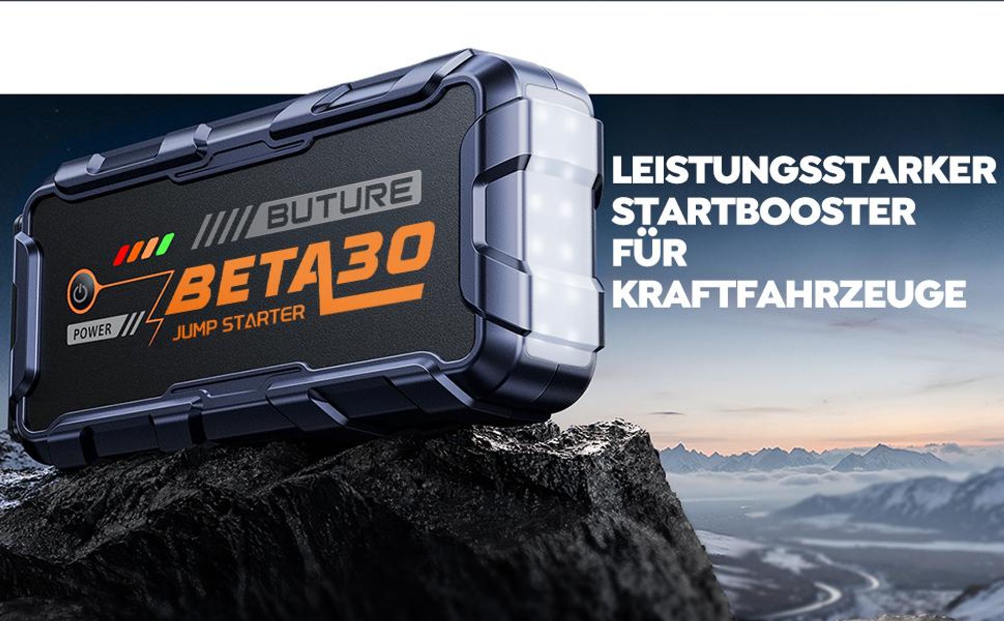 Buture Starthilfe Powerbank, 6000A 26800mAH, Starter Powerbank Auto Starthilfe, Drei-in-Eins-Startnetzteil, Starthil