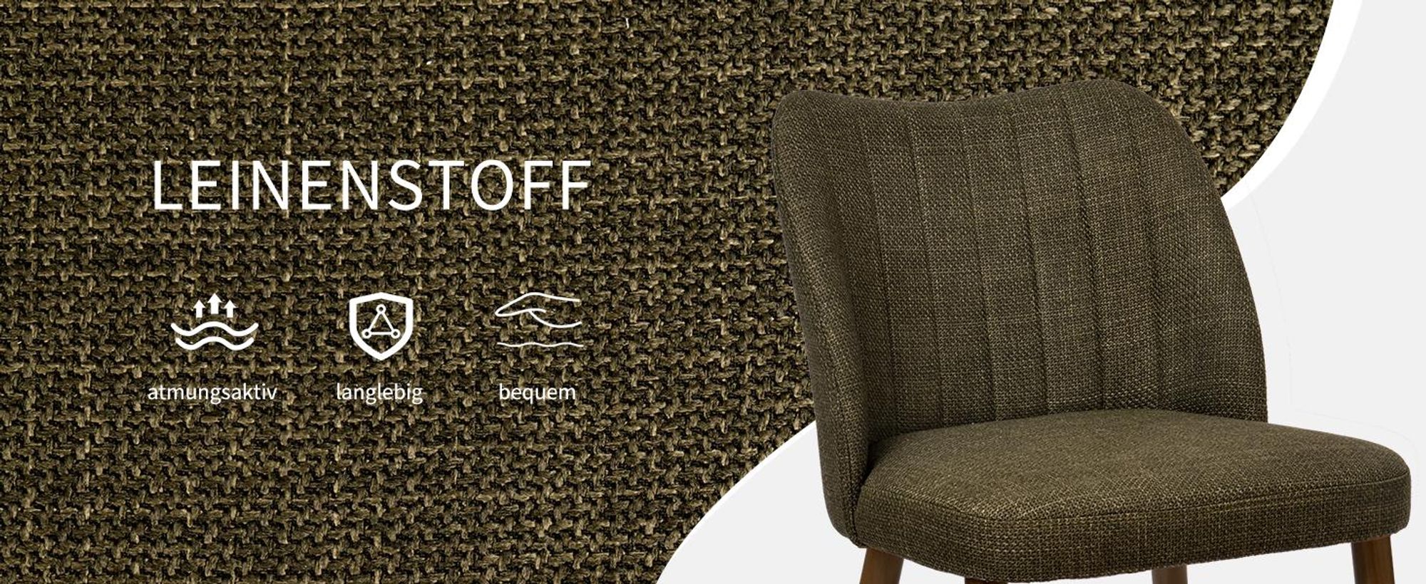 Duhome Esszimmerstuhl 2er Set Leinenstuhl Gepolstert mit Holzbeinen Modern Küchenstuhl für Esszimmer Wohnzimmer Küche, Grün