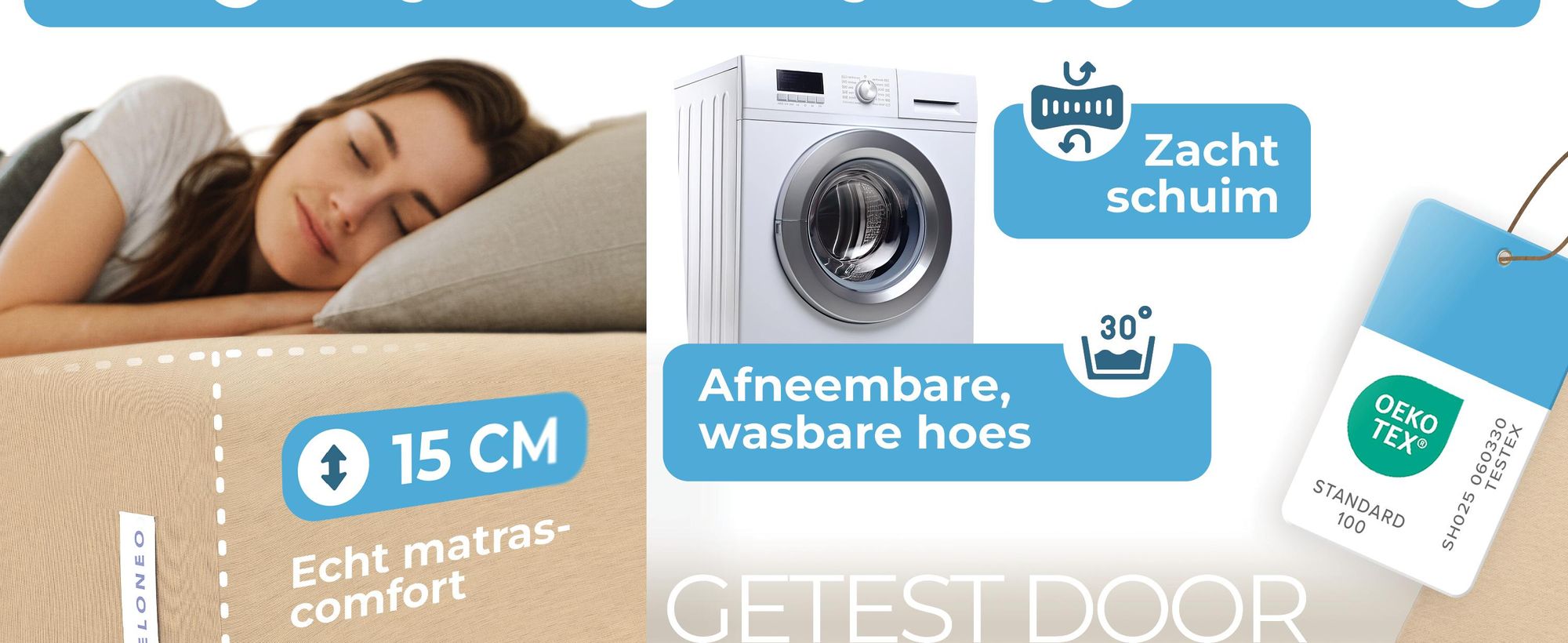 ELONEO Opklapbare matrassen, gastenmatrassen, 3-delige opvouwbare matrassen, extra dik schuim (15 cm), geschikt voor mensen met rugproblemen, opvouwbaar, (crèmekleur)