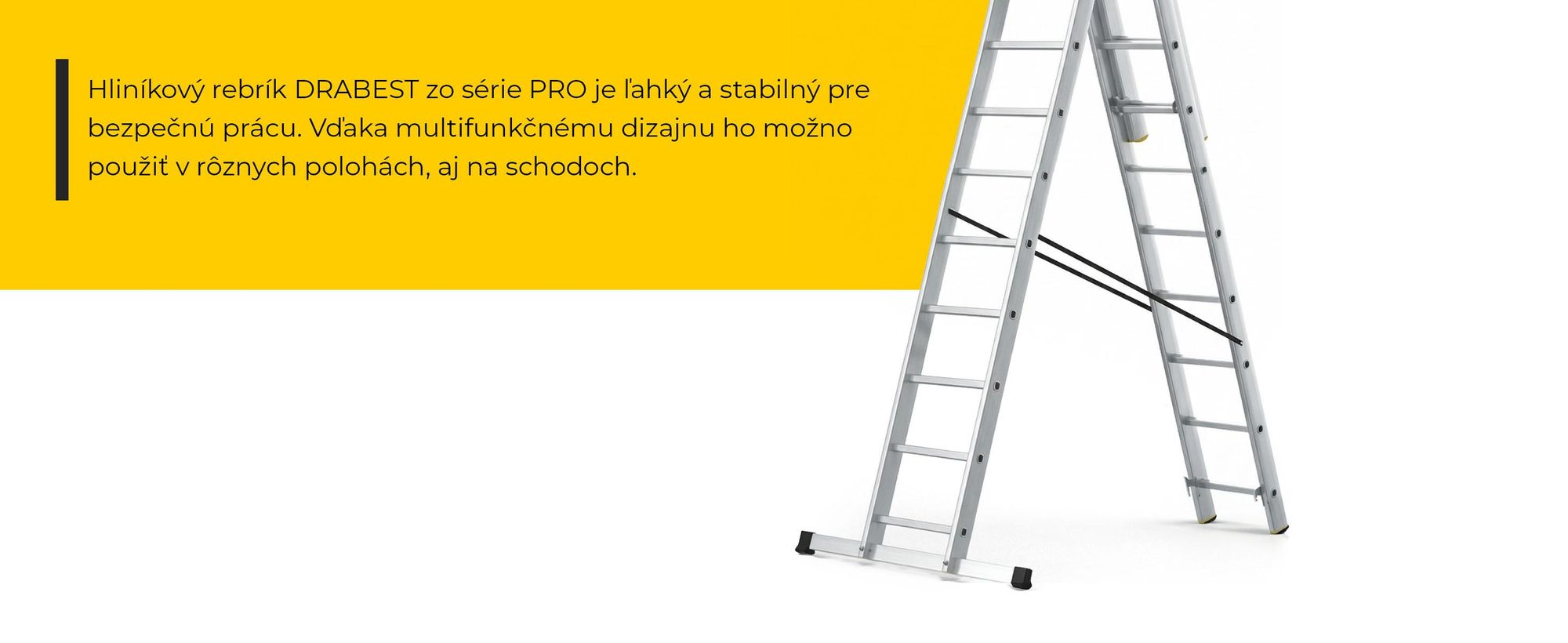 DRABEST | rebrík Séria PRO - hliníkový rebrík - viacúčelový rebrík - 3-dielny - priemyselný rebrík - 3 x 11 stupňov - Nosnosť 150 kg