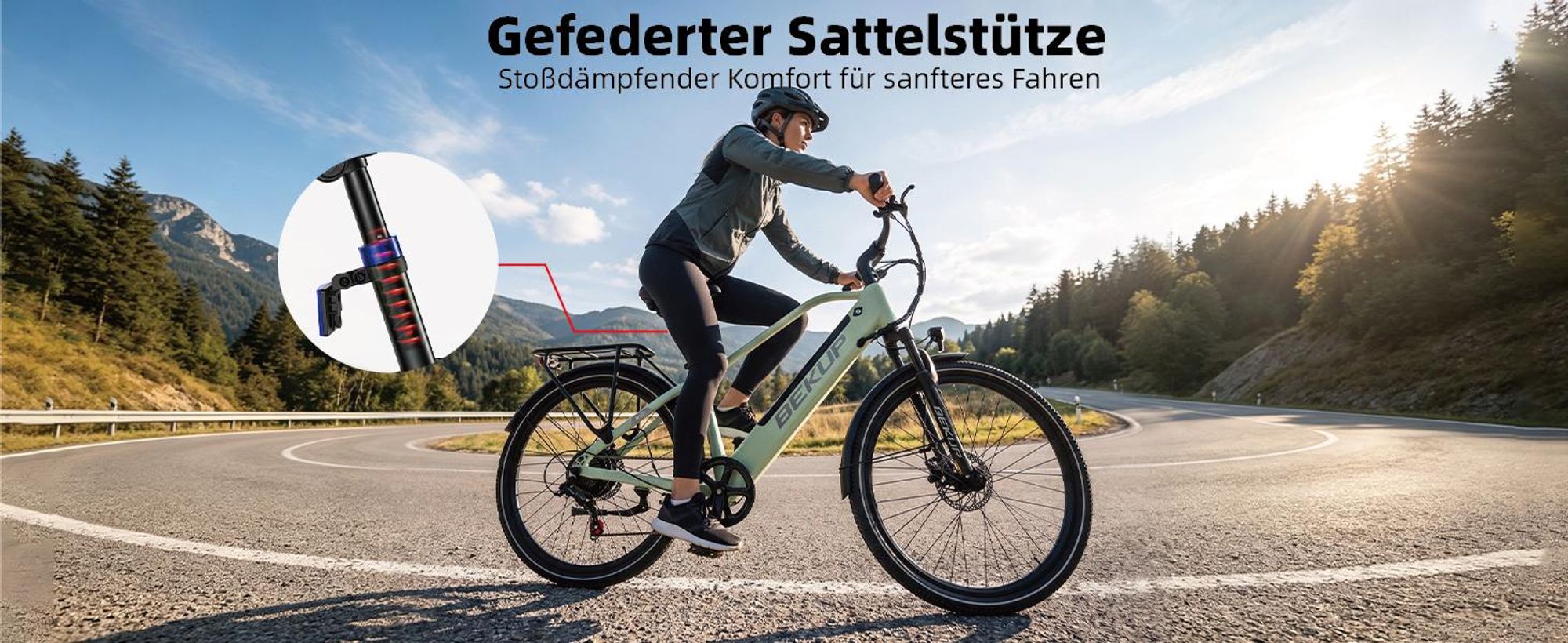 E-Bike V2 26 Zoll Trekkingrad, 522 Wh Akku, 45 Nm,  7 Gang Shimano Shimano, Kettenschaltung, Heckmotor, 522 Wh, für Arbeitsweg und Wochenendtouren