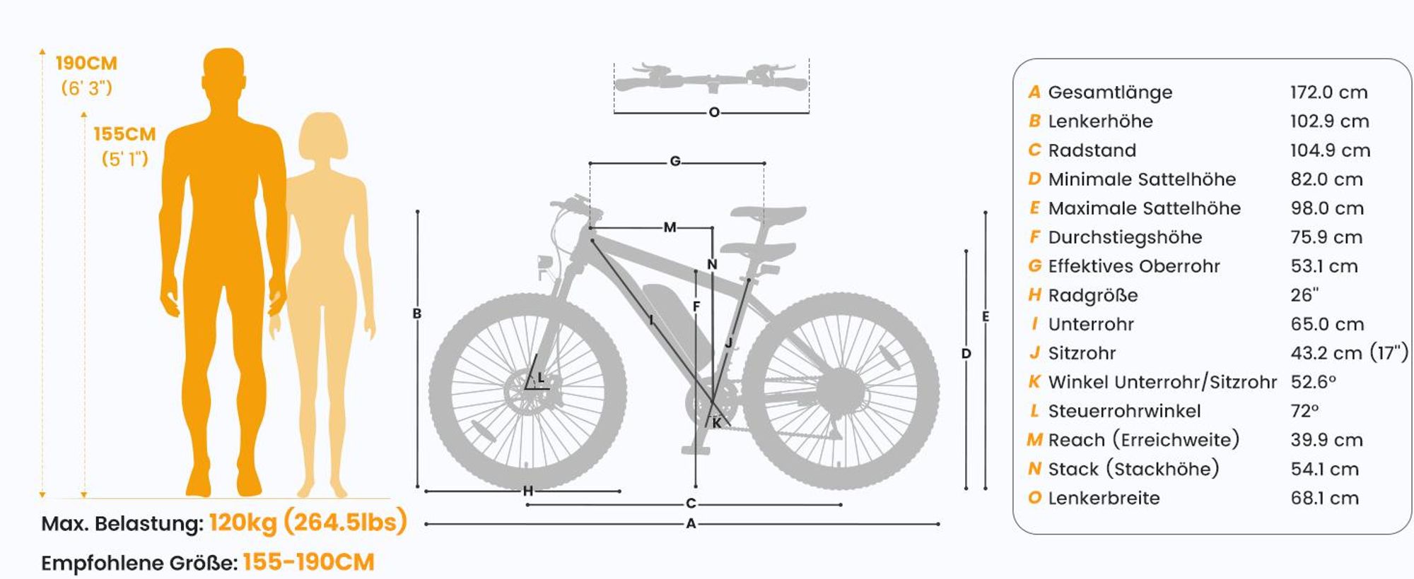 Touroll U1 26 E-Bike 26 Zoll 250W 468Wh Shimano 21-Gang 65km Reichweite StVZO IPX4 Schwarz