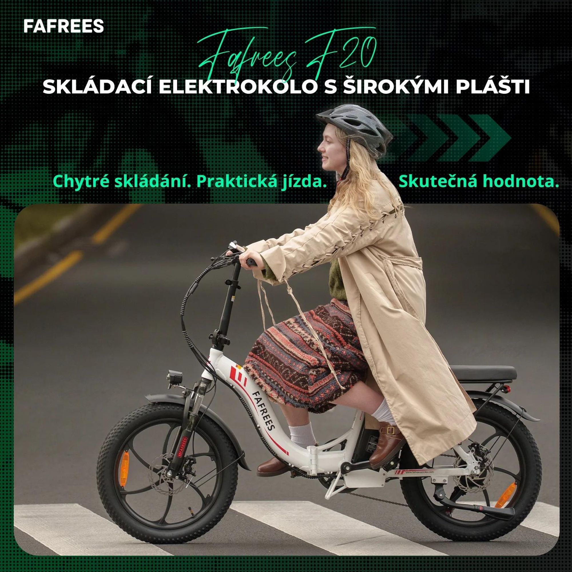 FAFREES F20 E-Bike - Motor 250W, Baterie 36V18Ah, 20 Palcová Mechanická Kotoučová Brzda - Šedá