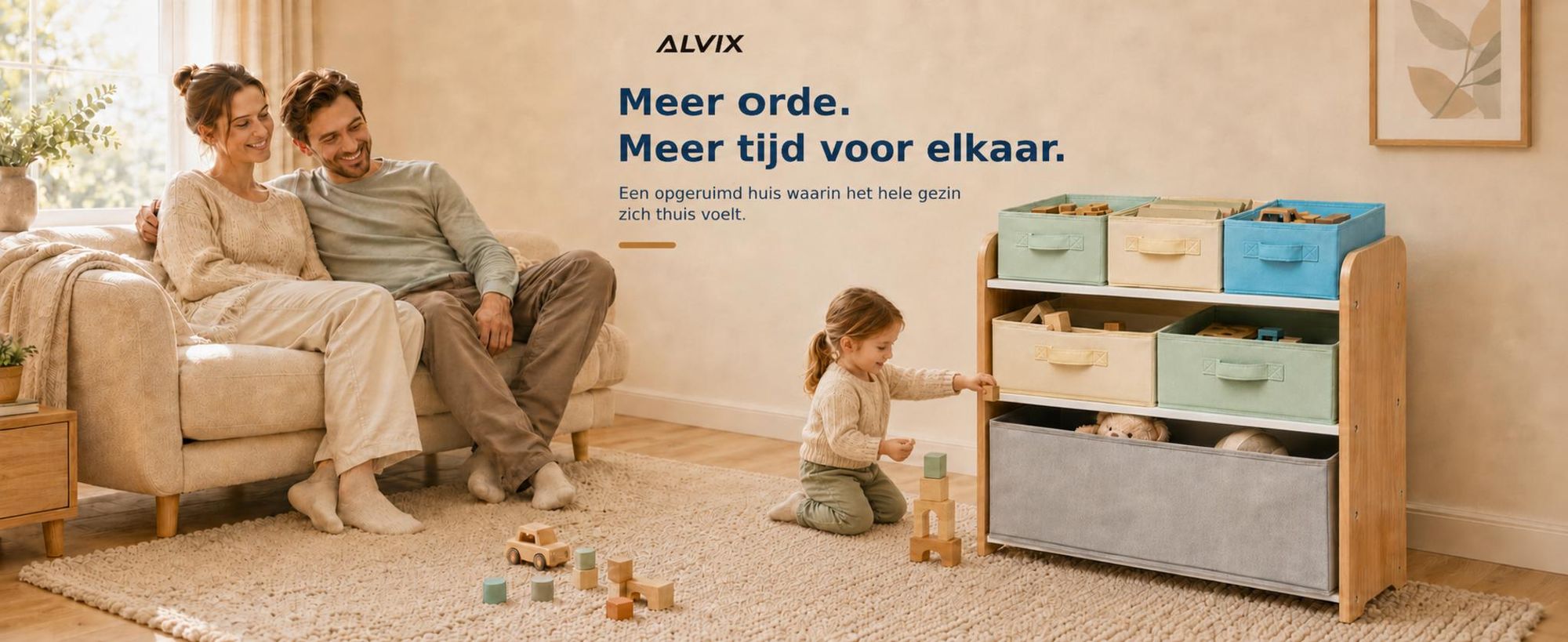 ALVIX Speelgoedrek NESTA 6 met 6 uitneembare opbergboxen, kinderrek, speelgoedopslag van MDF, opbergrek voor kinderkamers