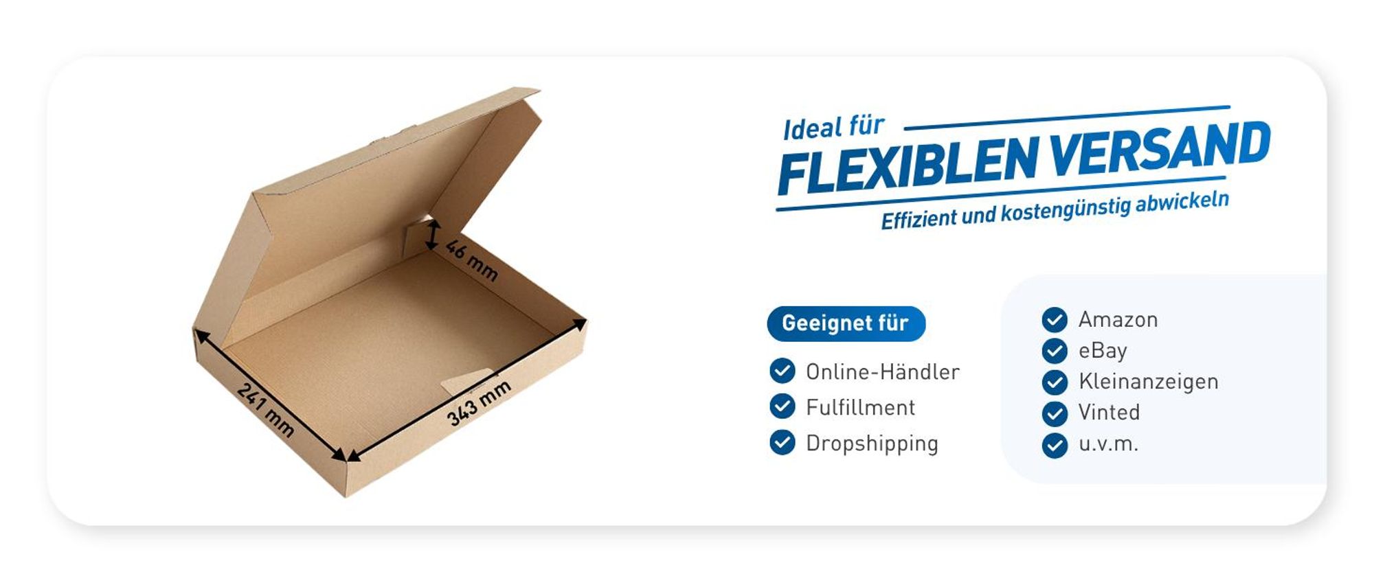 Maxibriefkarton 350 x 250 x 50 von Händlerbund, Faltkarton, braun
