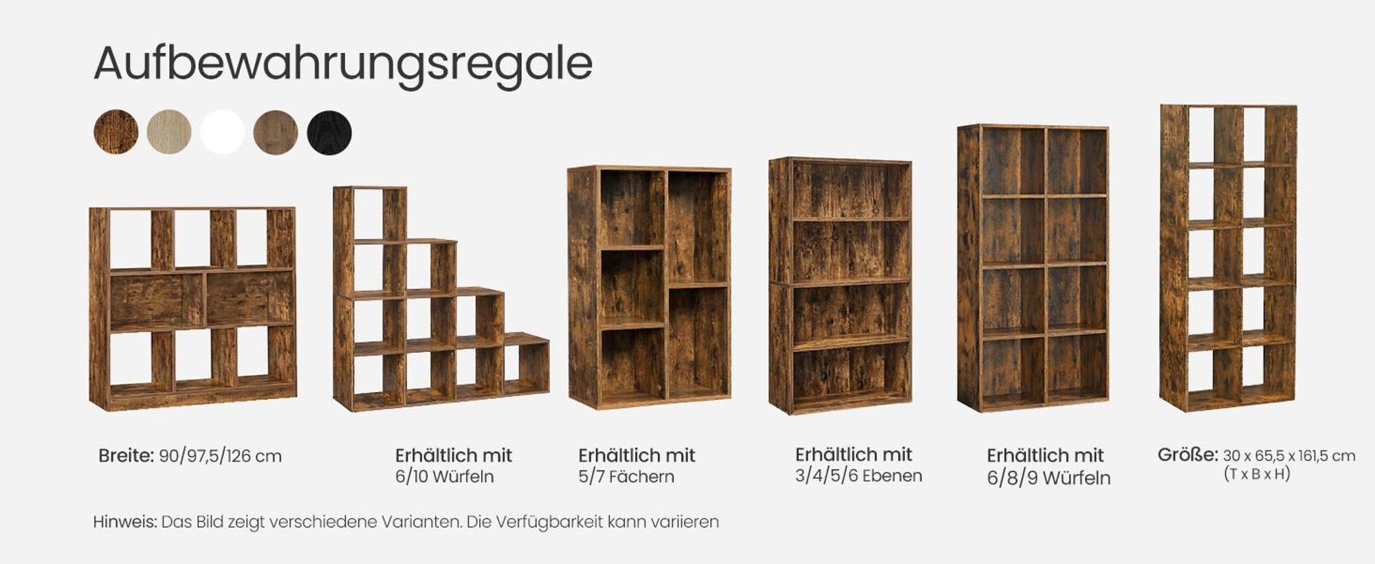 VASAGLE Bücherregal mit 5 Fächern Bücherschrank Regal zur Präsentation