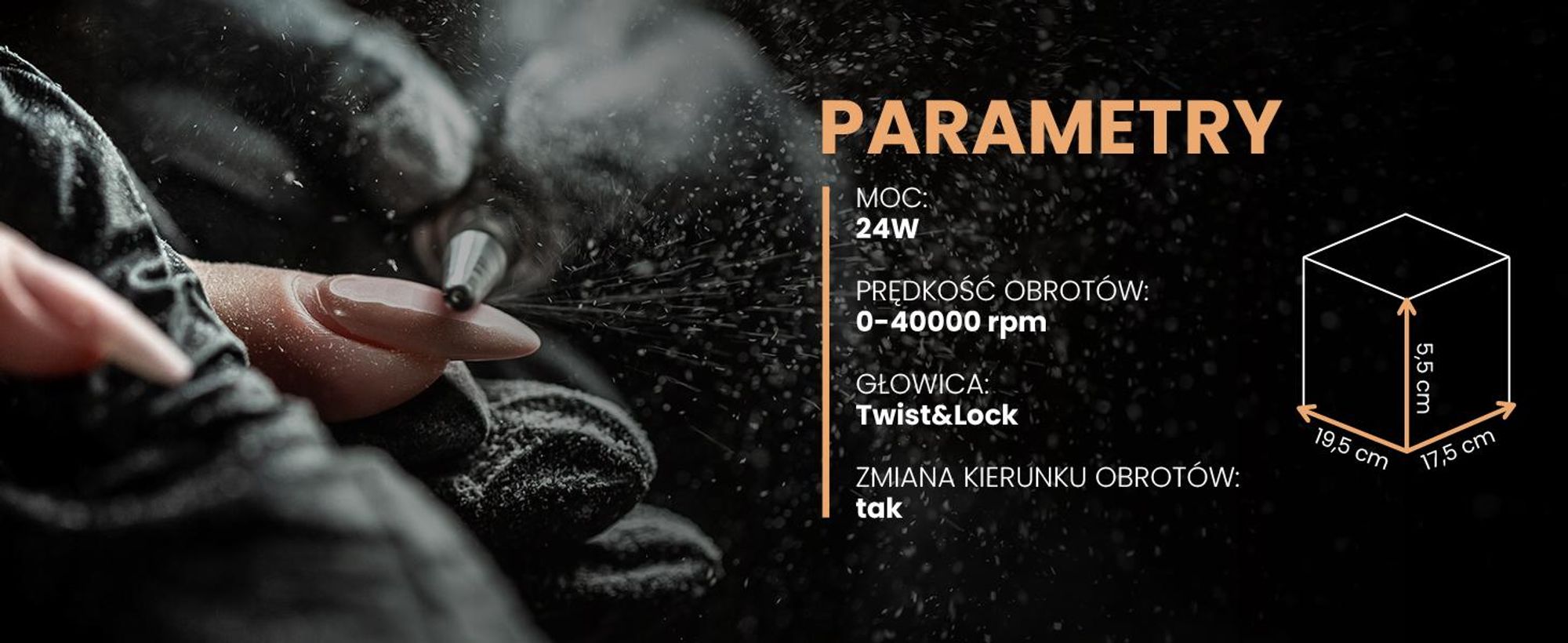 Mocna frezarka do paznokci z zestawem bitów oraz funkcją Twist Lock
