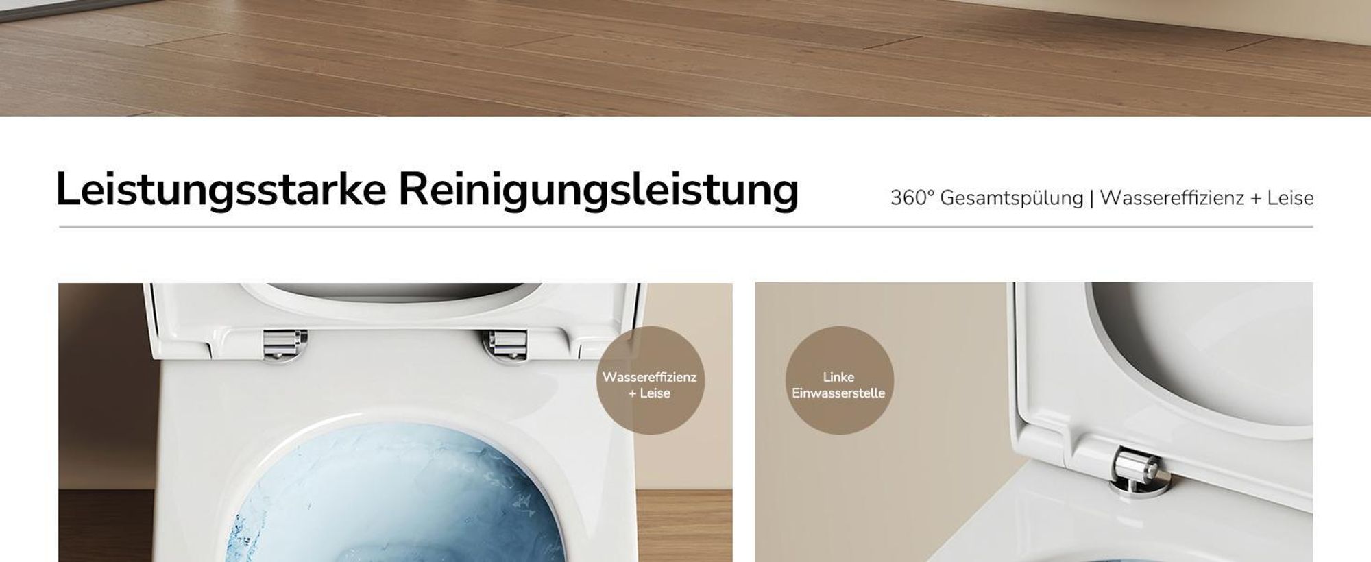 EMKE Hänge-WC Einloch Superspin Spülung 355x365x555mm Keramik Wassersparend Wandmontage Toilette mit Direktspülung Soft-Close Deckel Glänzendweiß