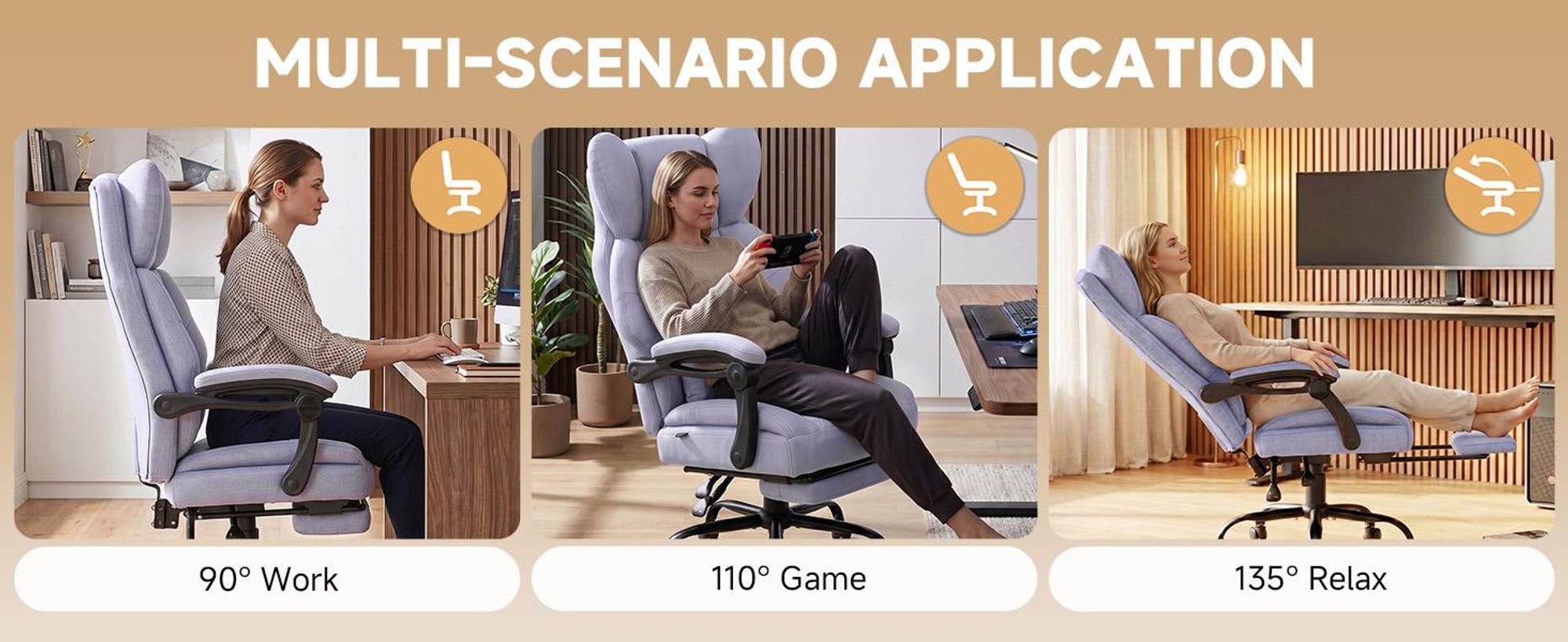 Sedia da gaming GTPLAYER, sedia da ufficio ergonomica con poggiapiedi e supporto lombare, poltrona direzionale ad alto schienale per persone alte, sedia da computer ampia e regolabile in altezza