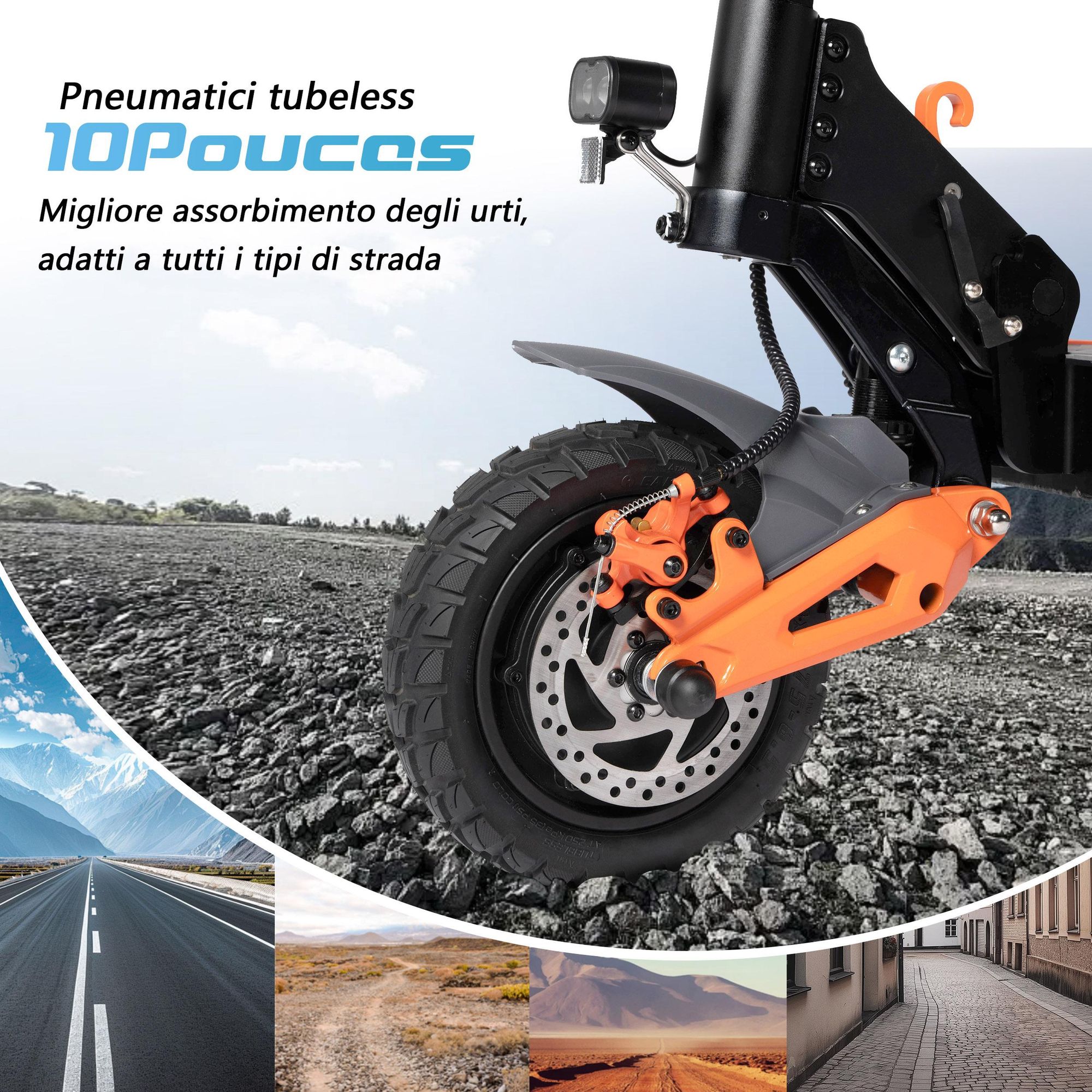 Monopattino Elettrico MAXTURN X1 Ultra - 48V20.8Ah 10'' Scooter Elettrico Telaio Alluminio - Nero