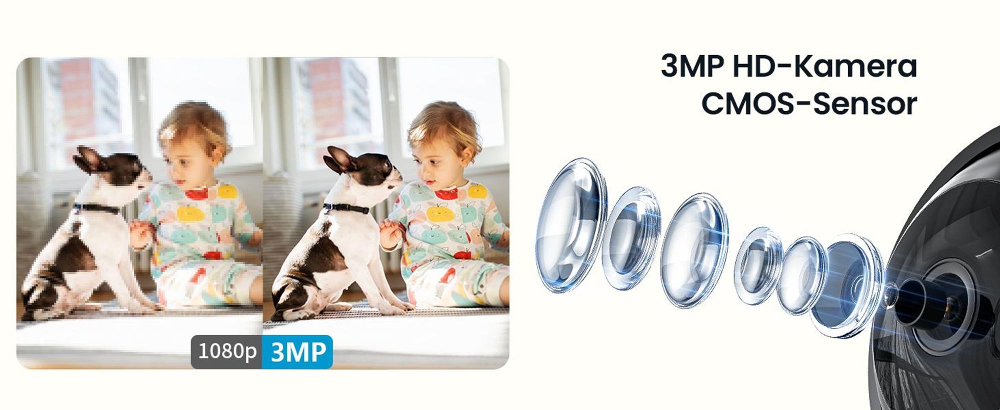 Überwachungskamera Innen, 2K Kamera Überwachung Innen, 360° WLAN Kamera Indoor, Zwei-Wege-Audio, 15M Nachtsicht, PIR Bewegungserkennung, Auto Tracking