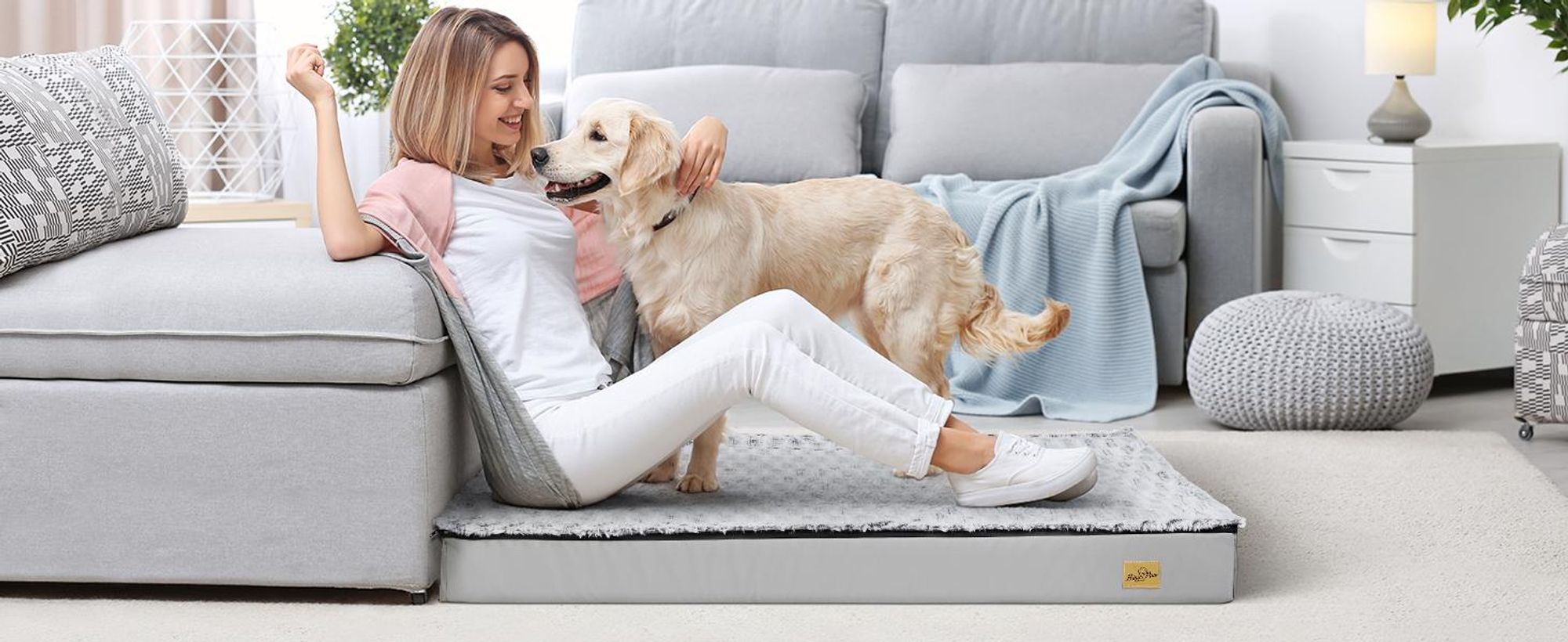 WISFOR Hundebett orthopädisch Hundematte Tierbett Hundesofa Katzenbett gelenkschonend Waschbar wasserfest, XXL: 120 x 90 x 10 cm