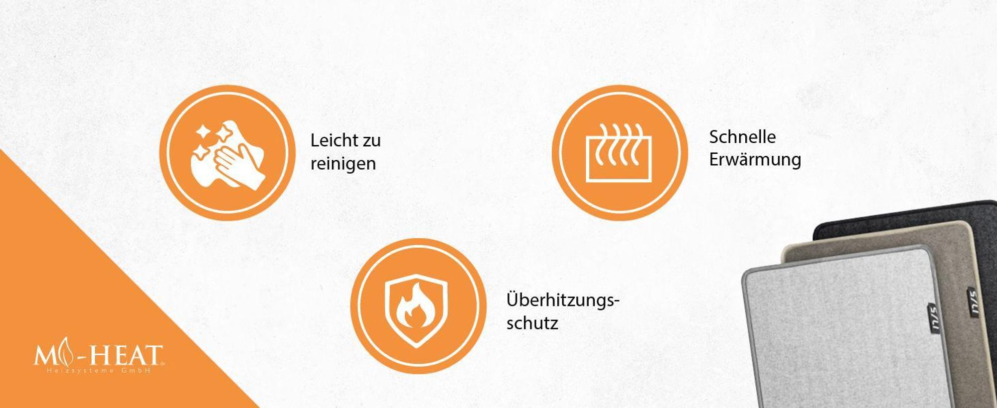 17/5 Heizteppich 50x140cm 180Watt Schwarz - Black