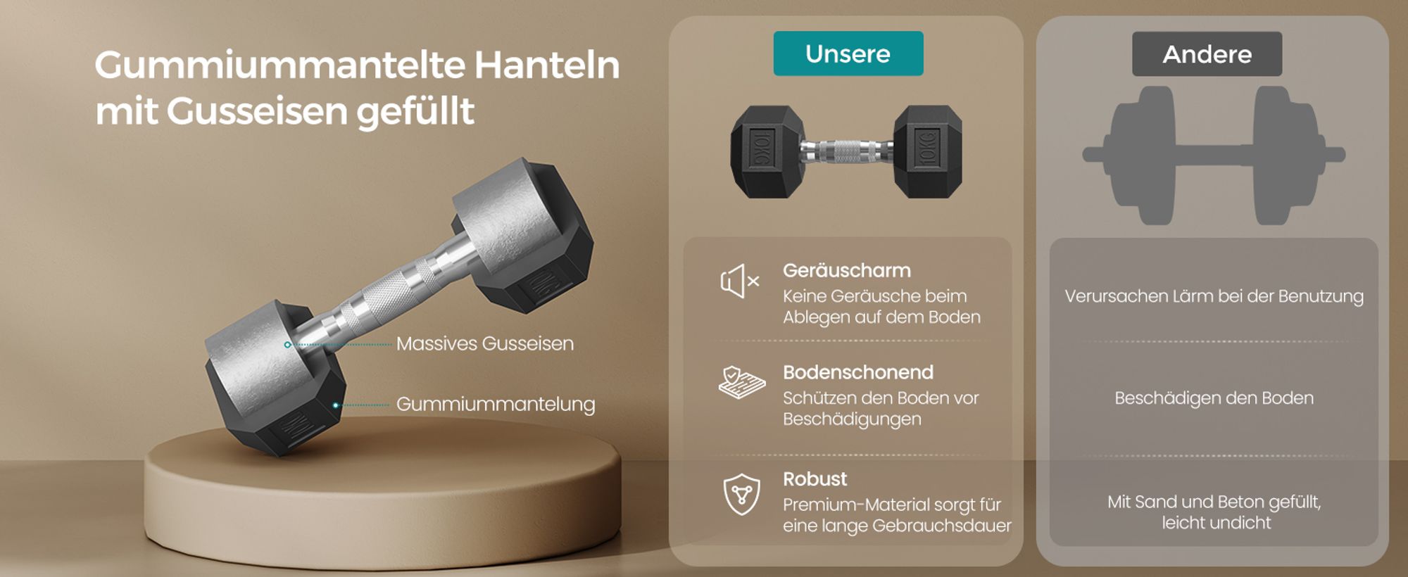 SONGMICS Hantelset, Hanteln 2er Set, Hexagon, Kurzhantel-Set, insgesamt 10/20 kg, für Workout, Fitnesstraining, Gewichtheben für Zuhause