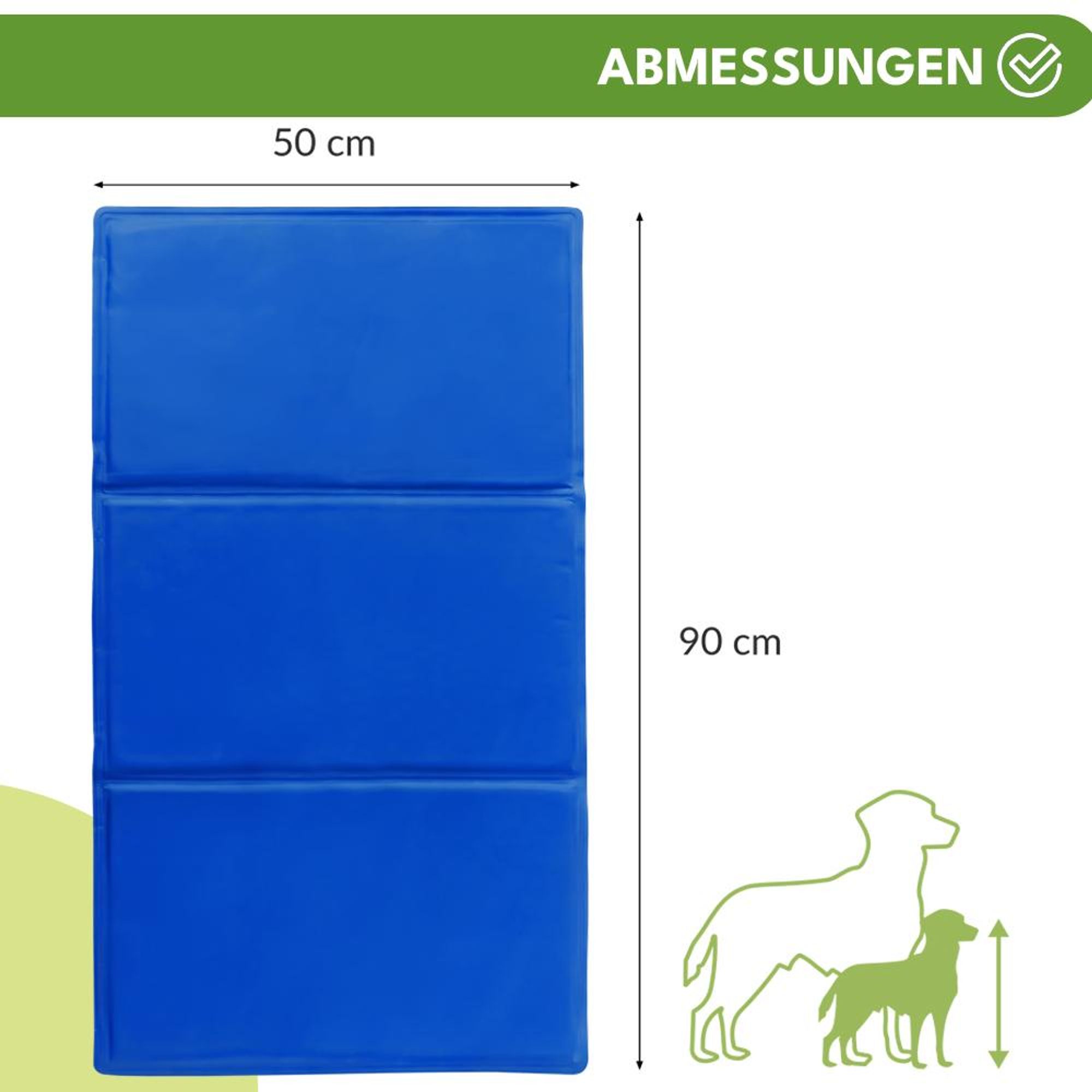 KRUMAD Kühlmatte für Hunde 90x50 cm – selbstkühlende Gelmatte ohne Strom, faltbar, ungiftig, wasserdicht, für Sommer & Reisen