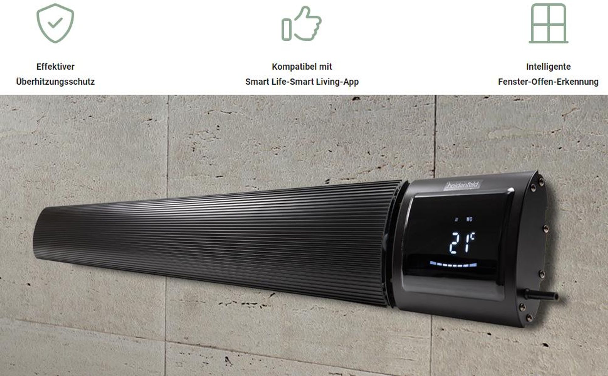 Heidenfeld Dunkelstrahler Inferno DH700 | 3200 Watt - App & WiFi - Fernbedienung - Balkon Heizung - In- & Outdoor - Infrarot Strahler - Bis 20m²