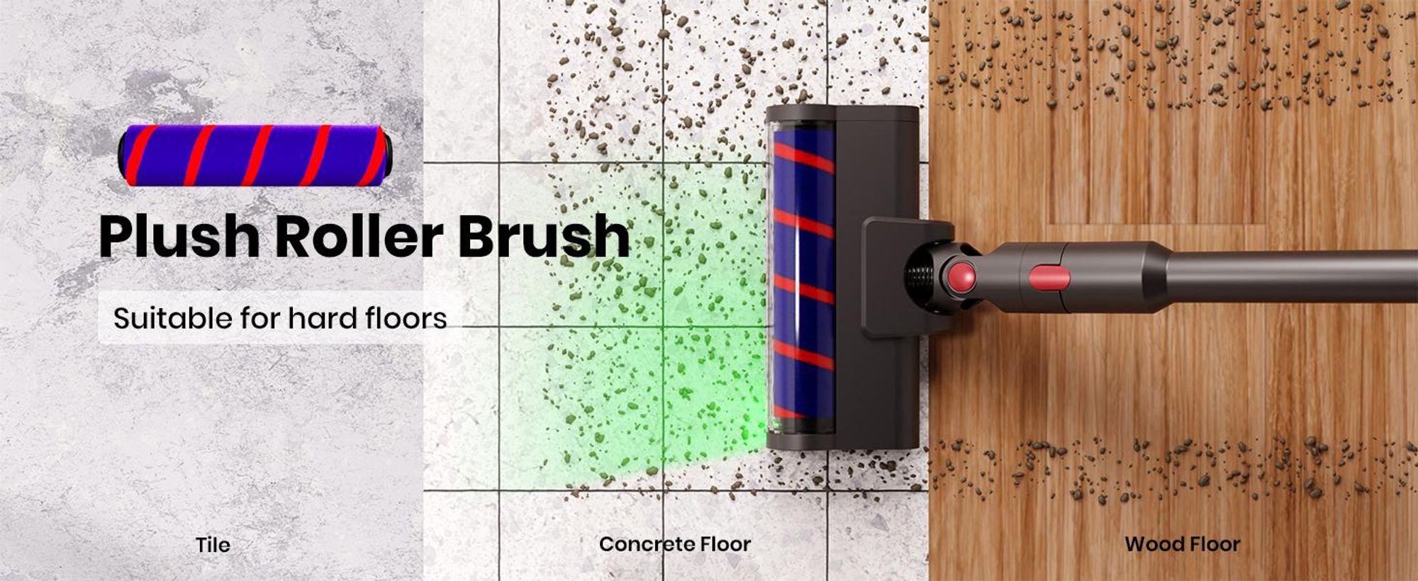 Bürste Kompatibel für Dyson V7,V8,V10,V11,V15 Staubsauger, Elektrobürste mit 2 Direktantrieb, mit Laser-LED, für Hartboden und KurzflorigeTeppiche