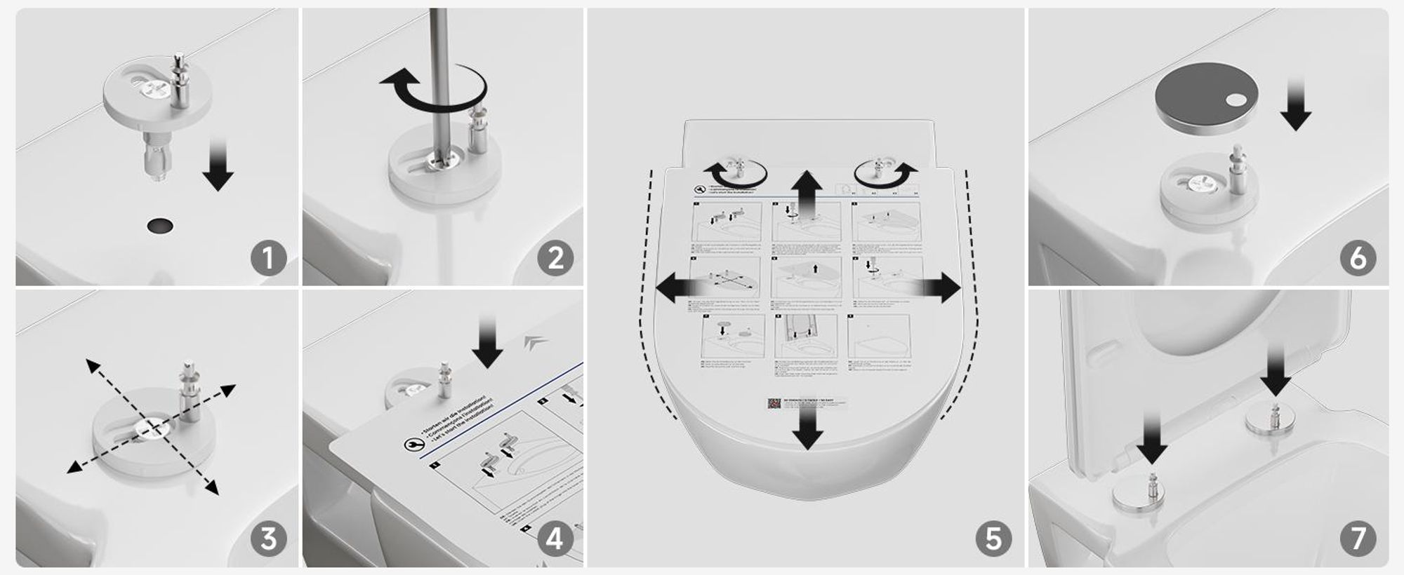 Toilettendeckel O Form WC-Sitze, Schwerer Toilettensitz mit Absenkautomatik Weiß, Klobrille abnehmbar, einfache Montage, Vollummantelt, Duroplast