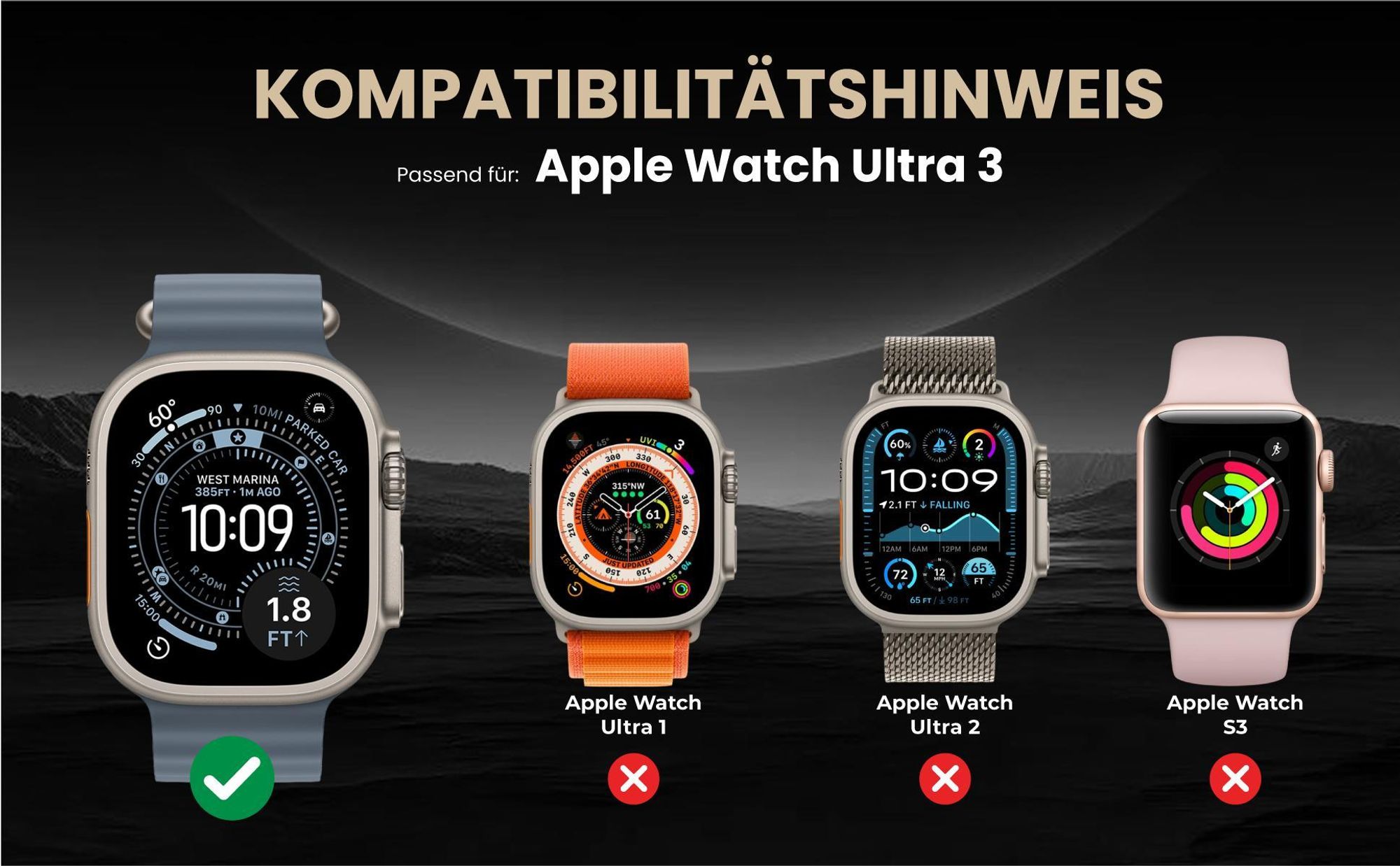 Kompatibilitätshinweise Armband für Apple Watch Ultra 3 49mm