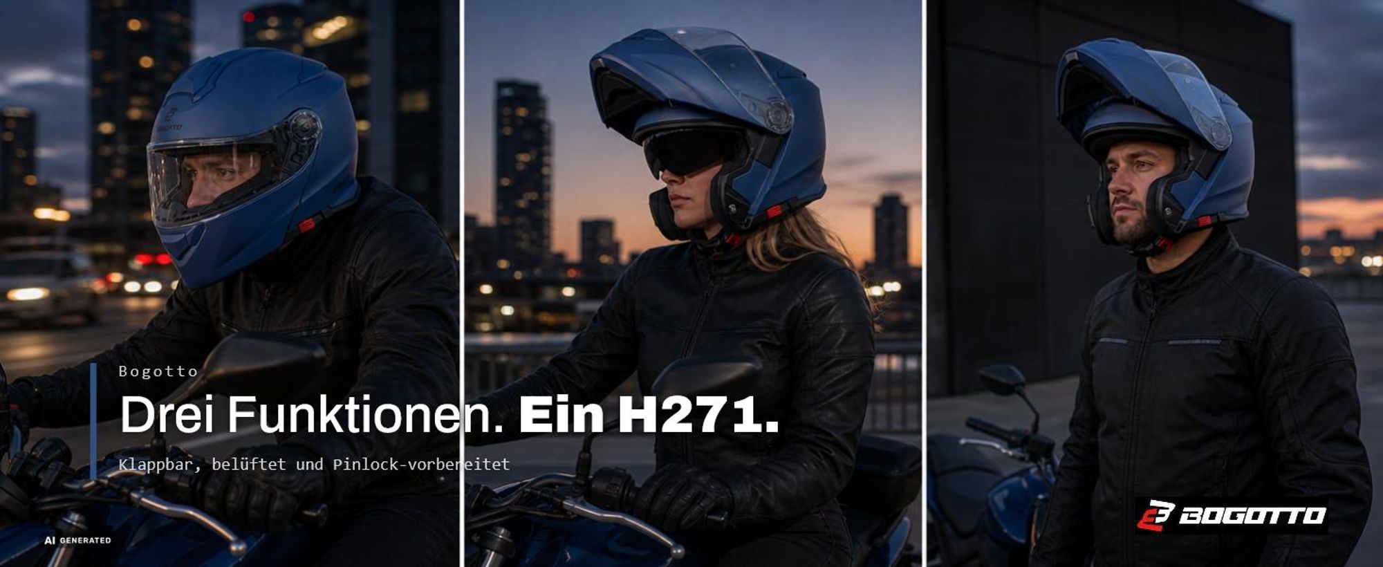 Bogotto H271 Klapphelm, blau matt, M (57/58)