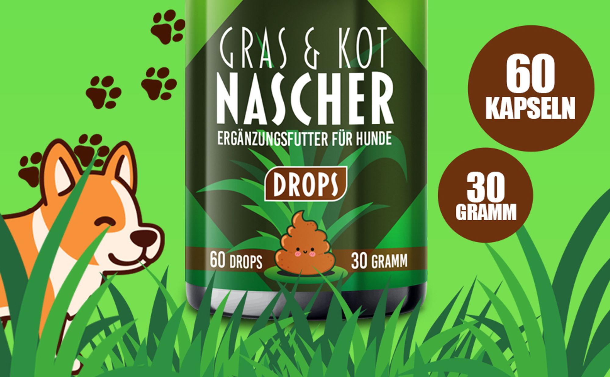 Saint Nutrition® Gras + Kot Nascher Leckerlis für Hunde – Für ein bessere Verdauung – und einen gesunden Magen - Darm Trakt - Verdauungsleckerli