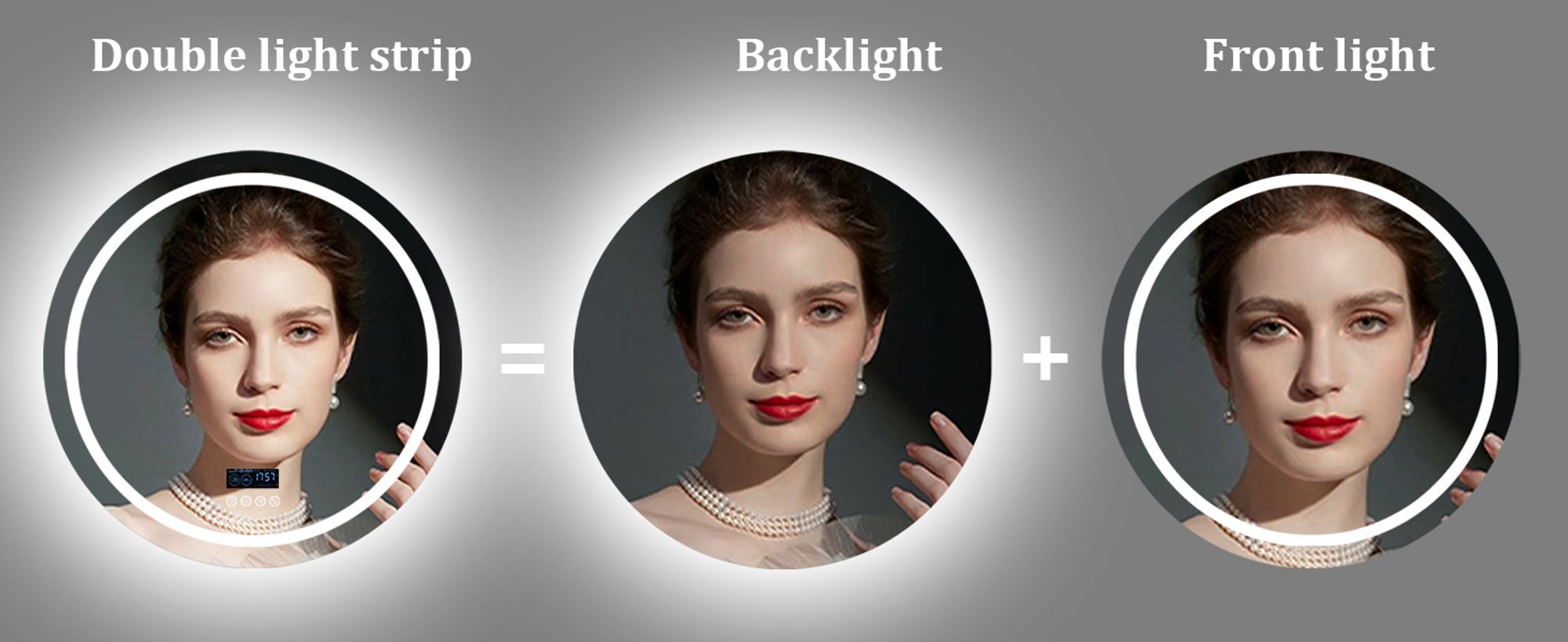 WISFOR LED Badspiegel mit Bluetooth Lautsprecher, 80×80cm Badezimmerspiegel mit Beleuchtung 3 Lichtfarbe, LED Wandspiegel dimmbar beschlagfrei, Touchs