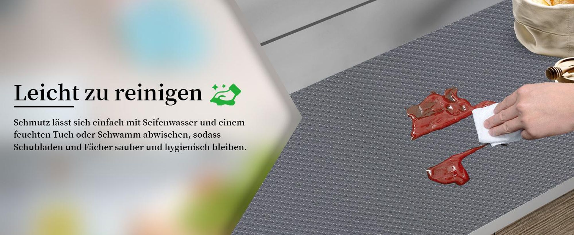 Schubladenmatte, 60x600cm Antirutschmatte, Rutschfest Folie zuschneidbar Schoner, Schutz vor Kratzern und Feuchtigkeit, für Schublade Regal im Schrank