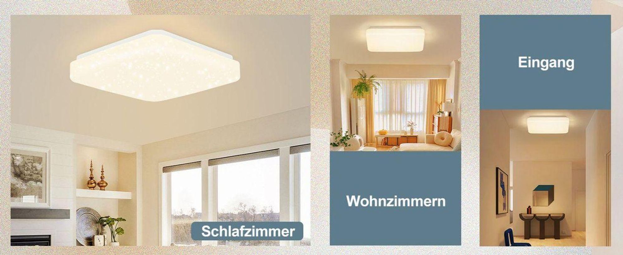 ZMH Led Deckenleuchte 3er Sternenhimmel Deckenlampe Modern Klein Eckig 15W 3000K 21cm Warmweiß für Schlafzimmer Treppenhaus Küche Wohnzimmer Büro Flur