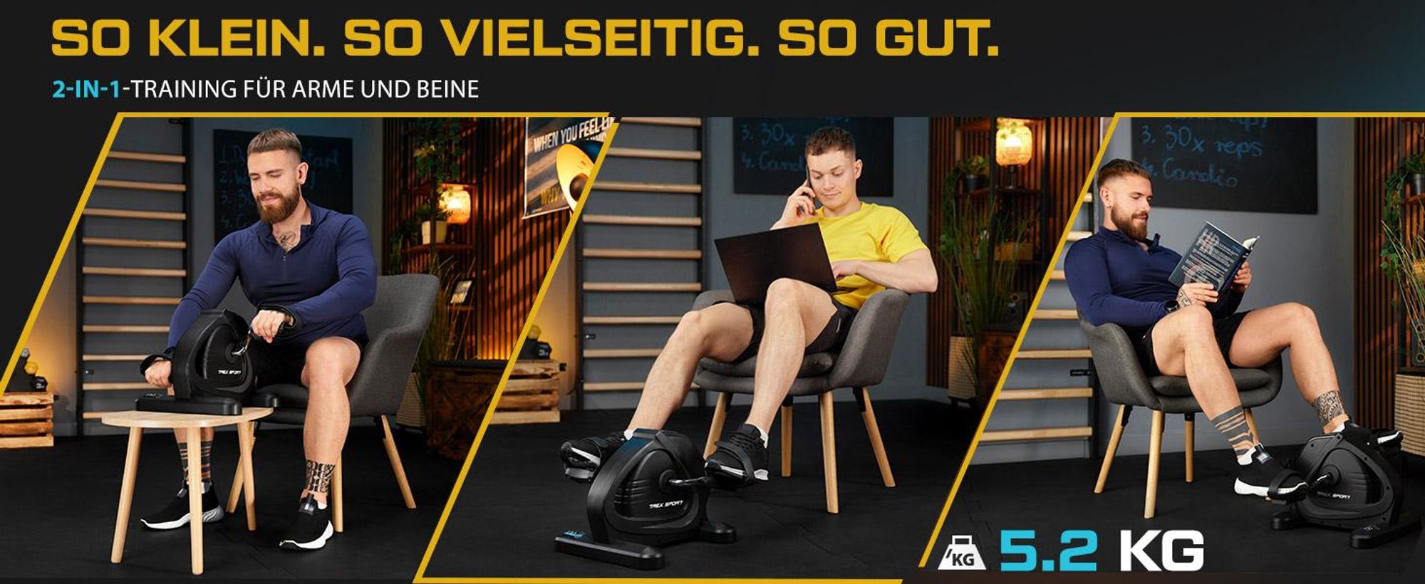 TREX SPORT Mini Bike Heimtrainer TX-120BB BOIL Pedaltrainer | 2in1 Beine & Arme Fitnessgerät | kompakt, leise, gelenkschonend, bis 120kg, für Senioren