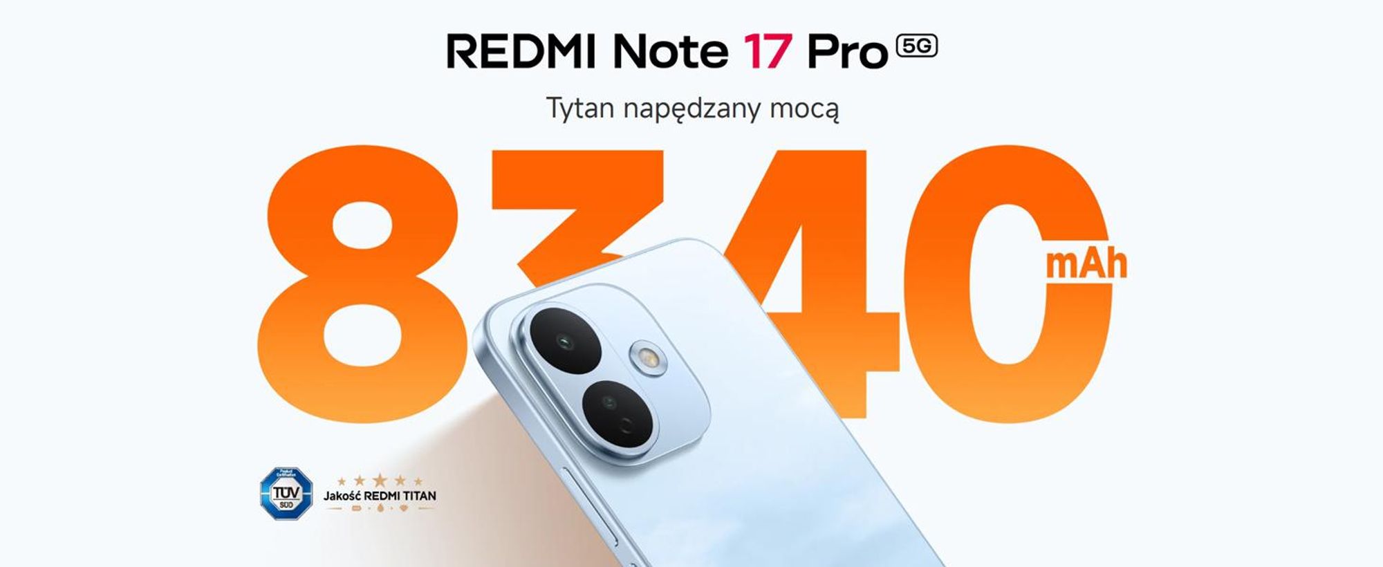 Xiaomi Redmi Note 17 Pro 5G, smartfon, 8 GB RAM, 256 GB pamięci, kolor niebieski, bateria 8340 mAh