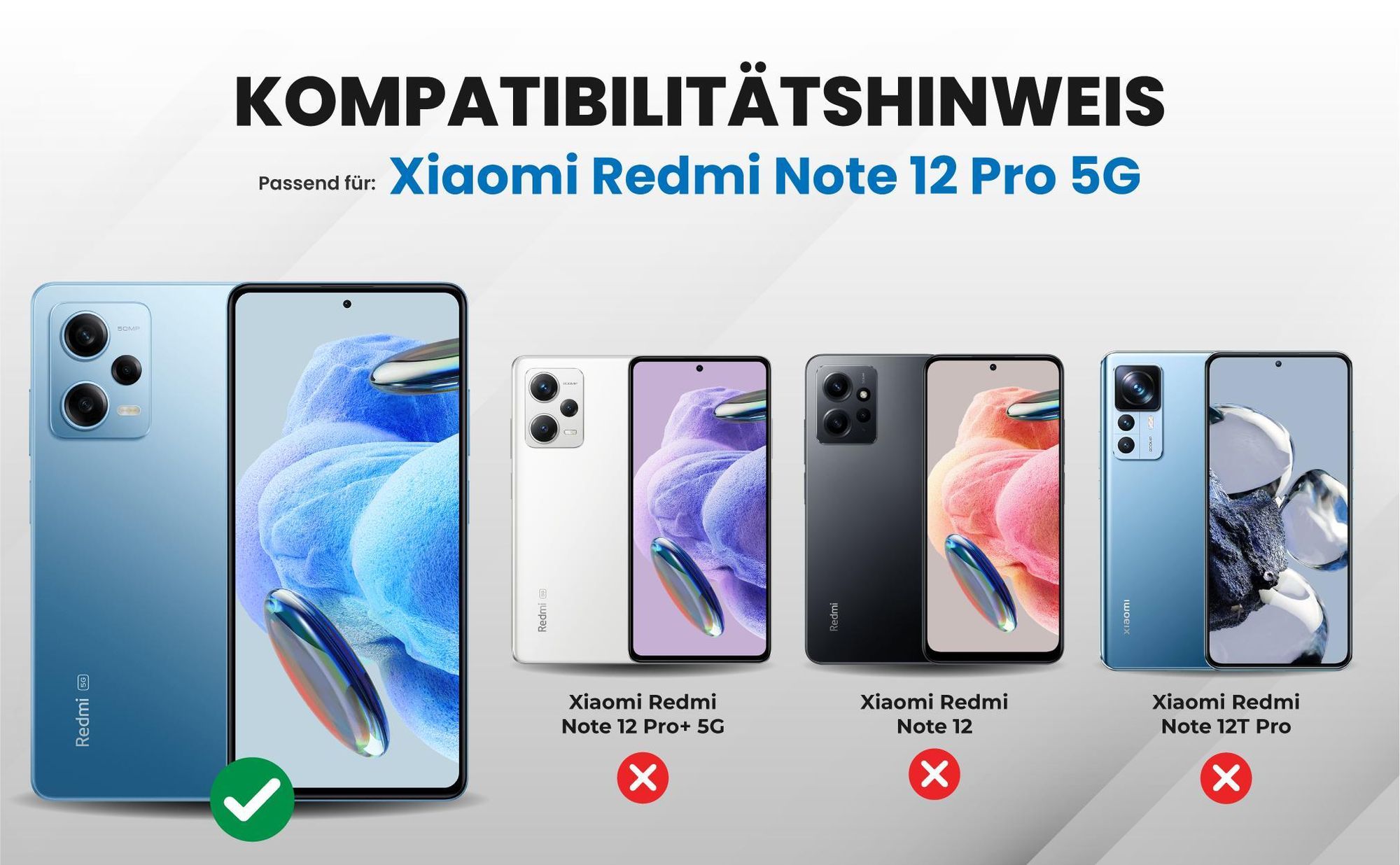 Kompatibilitätshinweise Hülle für Xiaomi Redmi Note 12 Pro 5G