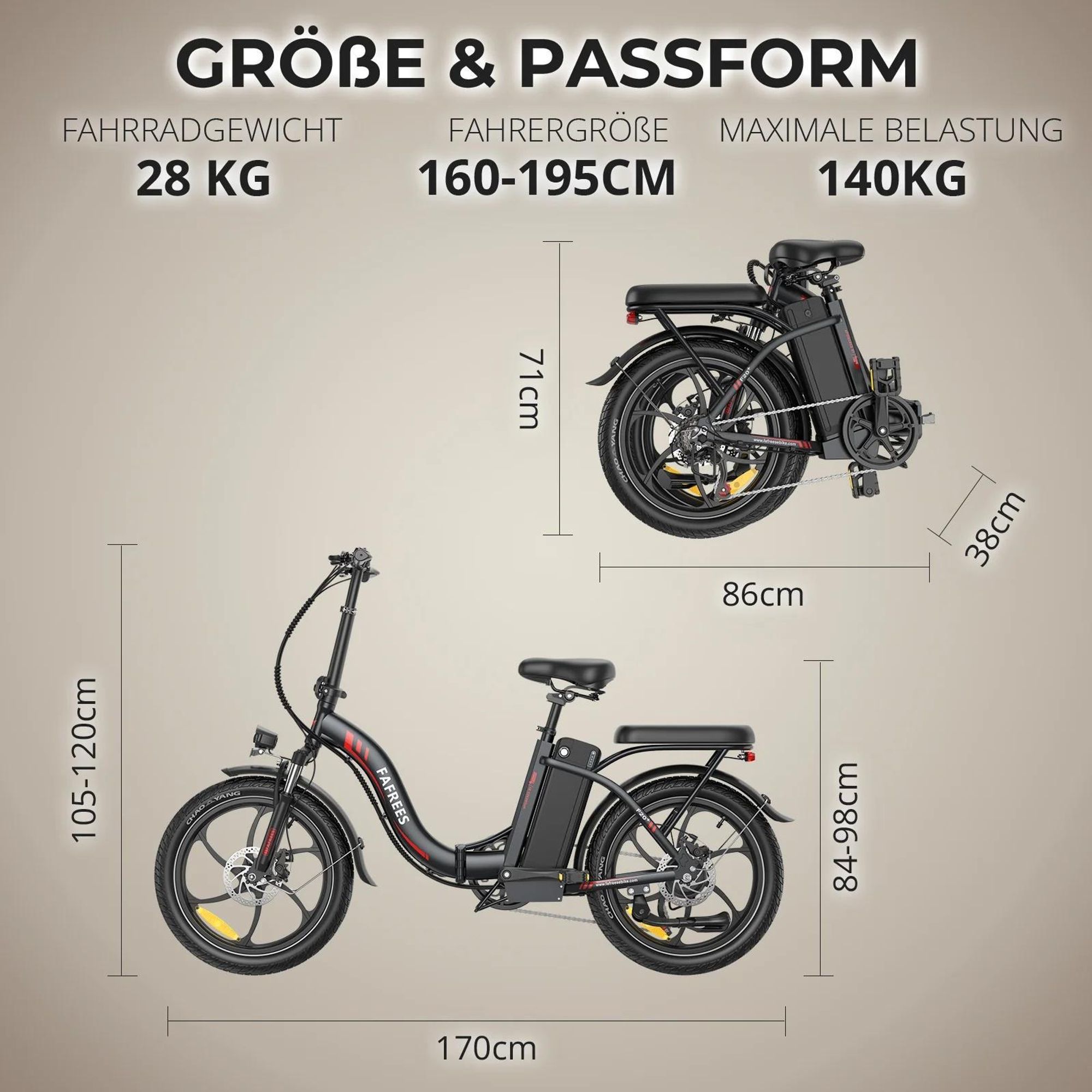 E-Bike FAFREES F20+ - Motor 250W Akku 36V20Ah 20 Zoll R?der Mechanische Scheibenbremse - Schwarz