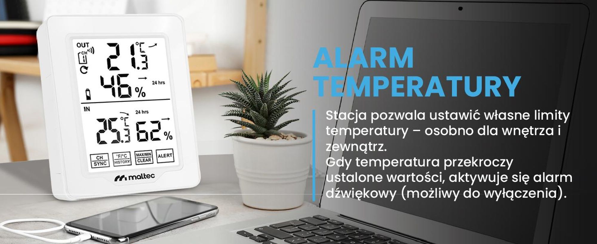 Bezprzewodowa stacja pogodowa z czujnikiem zewnętrznym