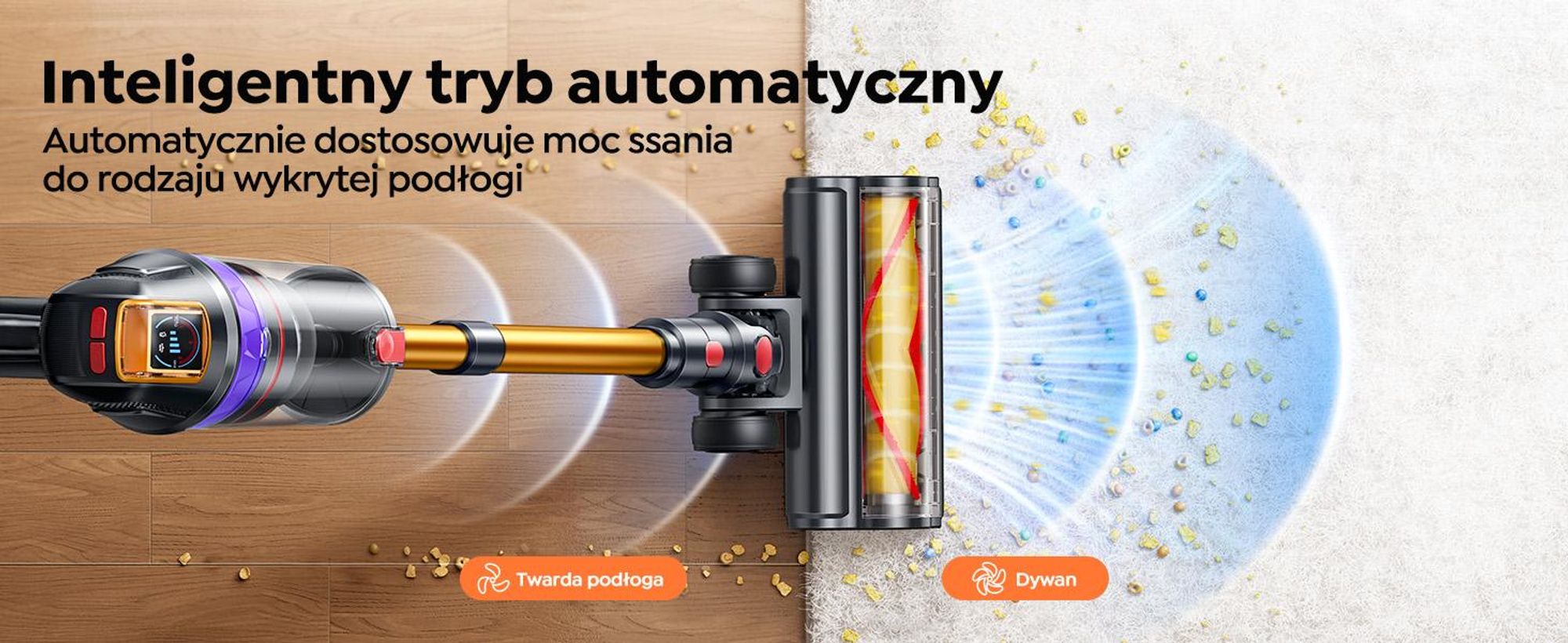 Odkurzacz bezprzewodowy Buture VC90, odkurzacz bezprzewodowy 650W/65KPA z ekranem dotykowym, czas pracy do 60 minut, odkurzacz bezprzewodowy zapobi