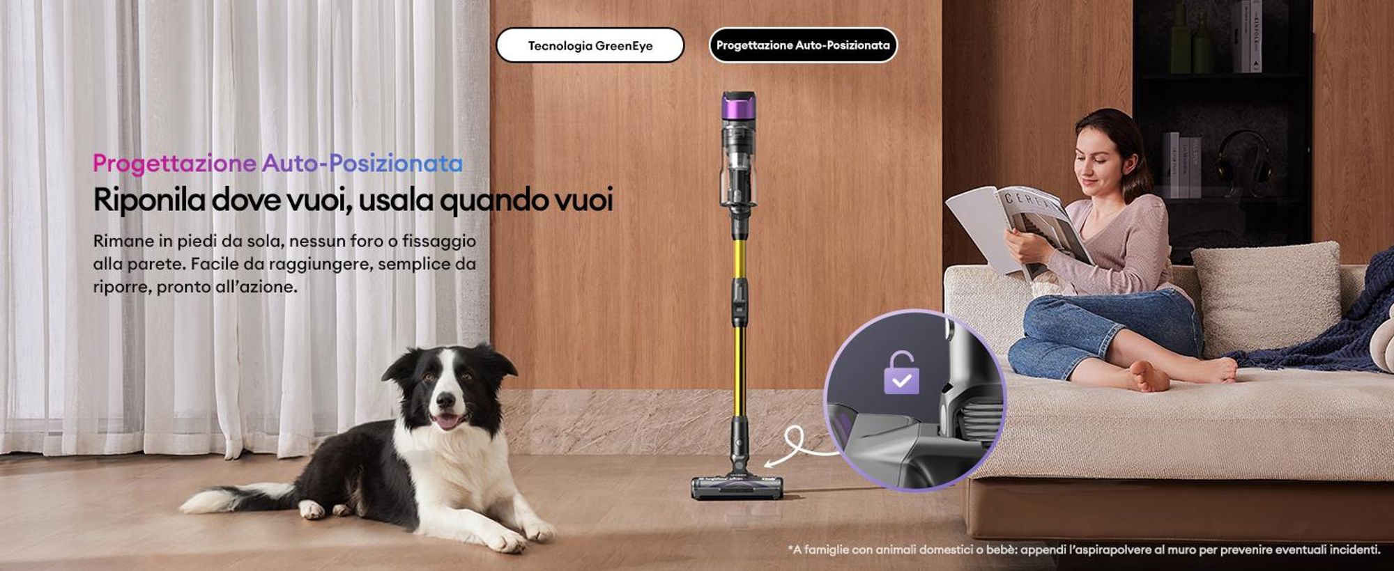 Ultenic U20UL Aspirapolvere cordless, 60000Pa/600W/60Min, Aspirapolvere cordless con design autoportante, giunto flessibile pieghevole, spazzola antigroviglio per pavimenti
